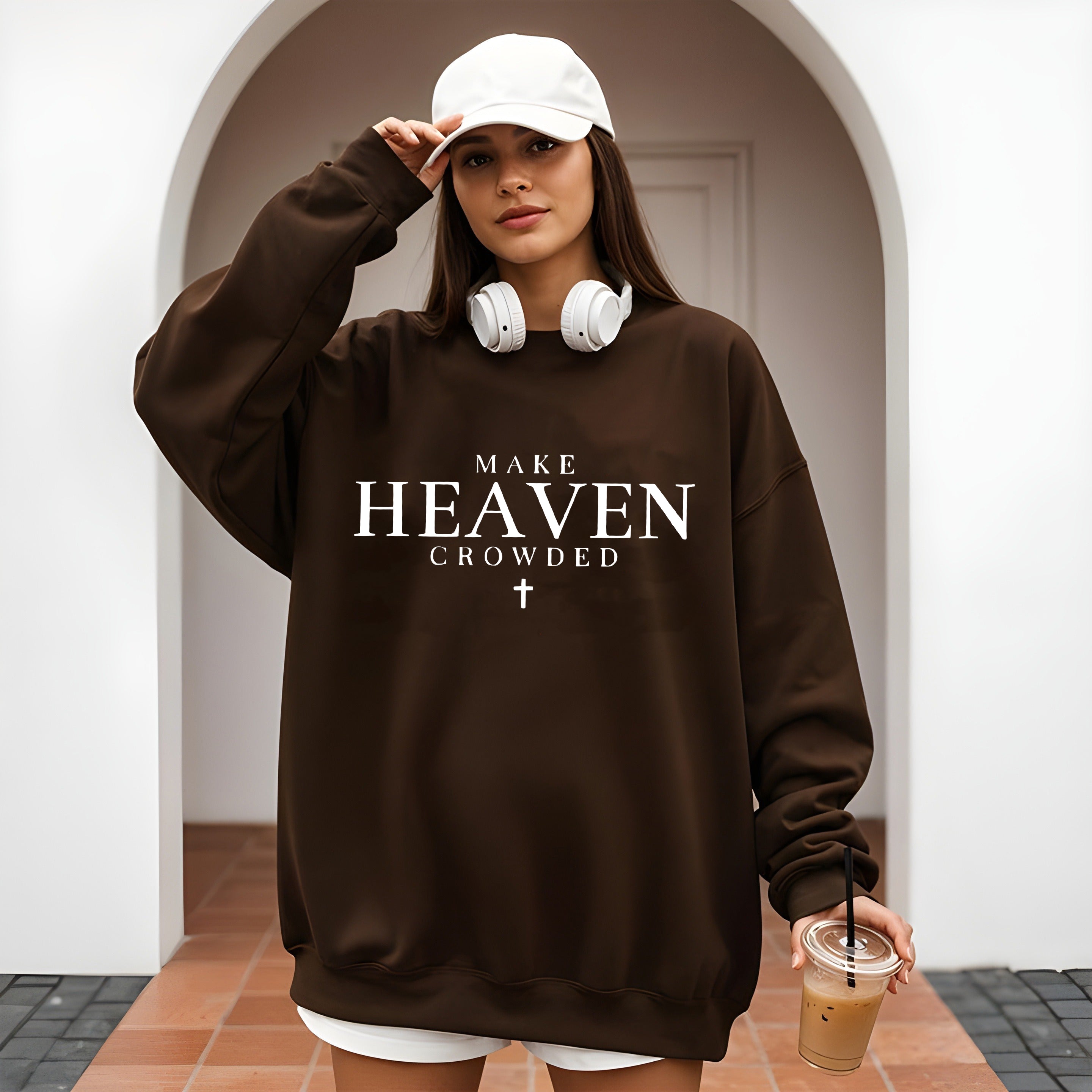 Make Heaven Crowded Christian Sweatshirt, Faith Based Pullover, Religious Quote Crewneck, Bible Verse Gift