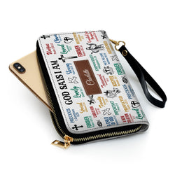 Personalized Christian Leather Handbag, God Says I Am Scripture Purse, Custom Name Bible Verse Tote – Faith Gift for Women BLAF51