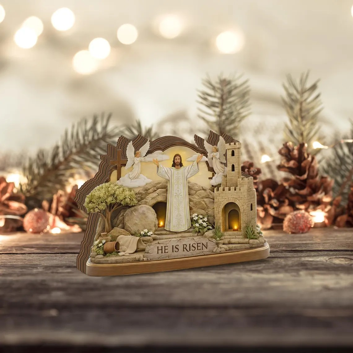 He Is Risen Easter Sign, Empty Tomb Christian Decor, Resurrection Table Display, Faith Home Accent, Religious Gift