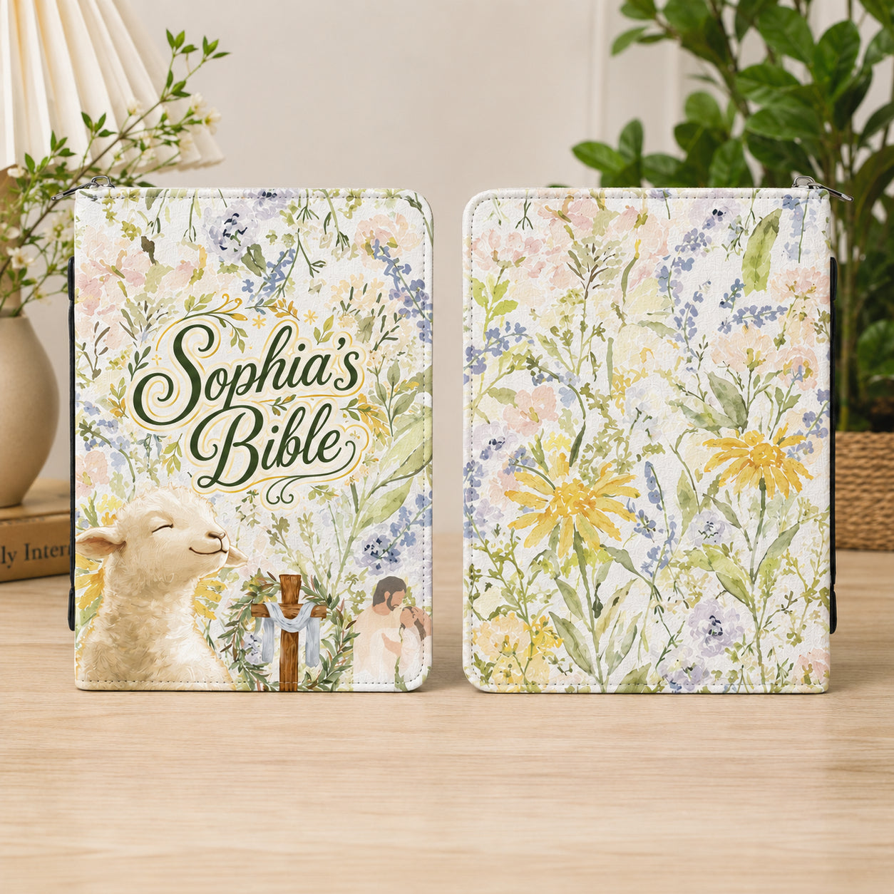Floral Leather Book Cover, Personalized Floral Christian Bible Cover, Christian Gift, Bible Covers Jesus Gifts BIBLE03