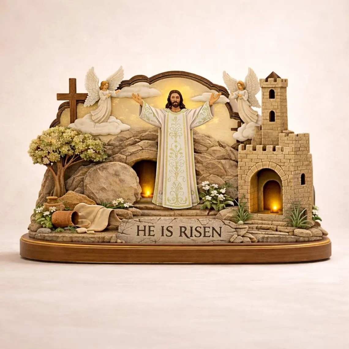 He Is Risen Easter Sign, Empty Tomb Christian Decor, Resurrection Table Display, Faith Home Accent, Religious Gift