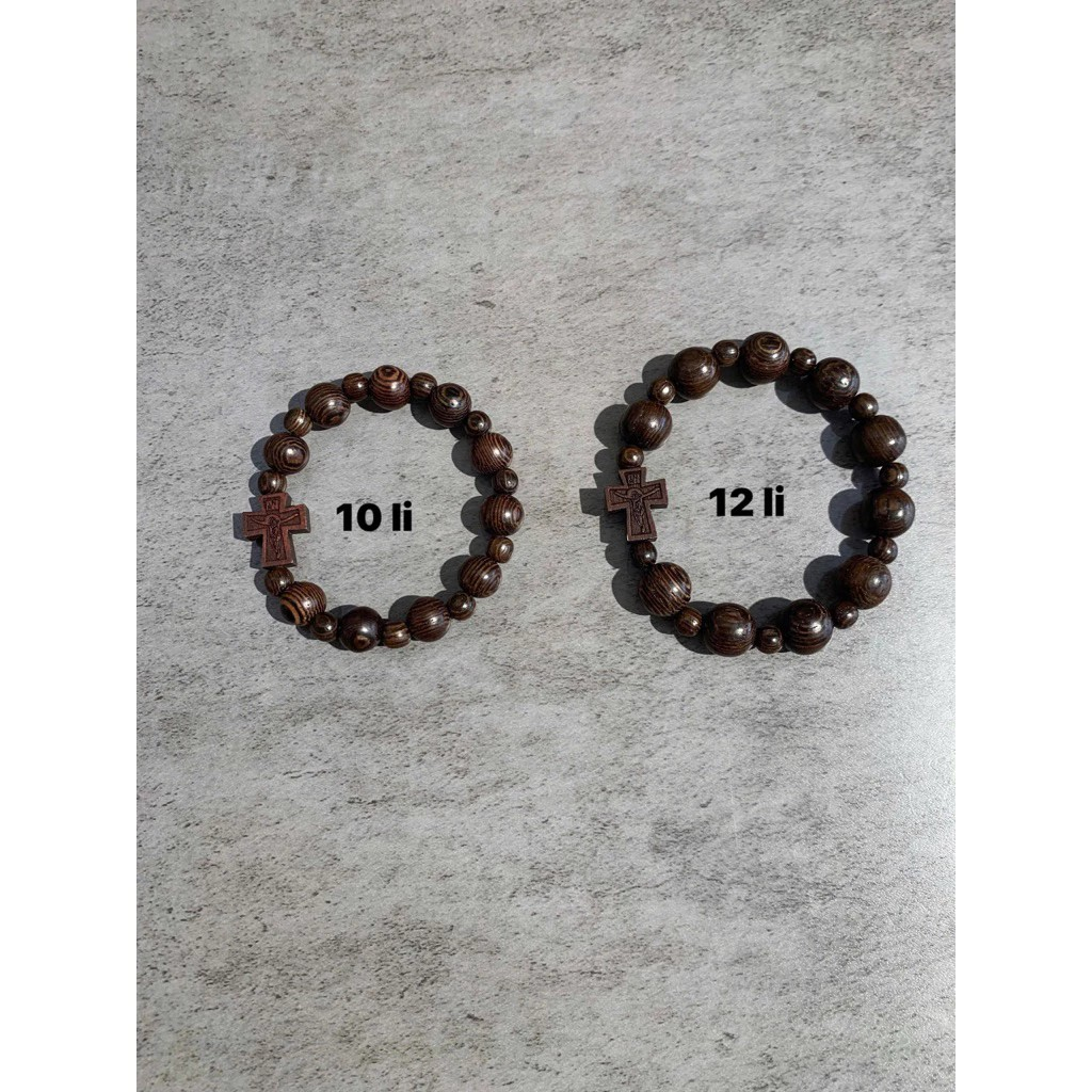 Ebony Wood Rosary Necklace with Cross, Catholic Prayer Beads, Christian Faith Jewelry, Unisex Religious Gift for Men and Women BGLAF05