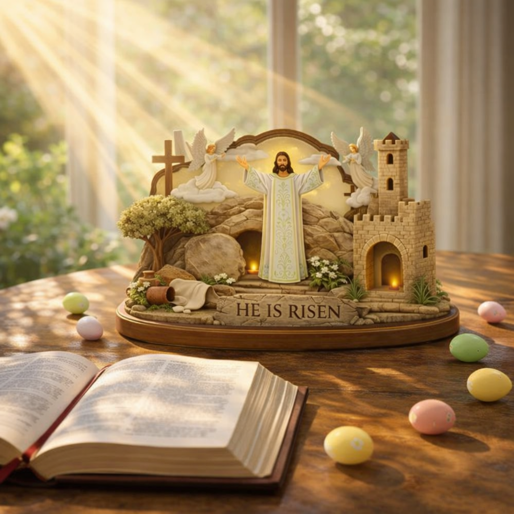 He Is Risen Easter Sign, Empty Tomb Christian Decor, Resurrection Table Display, Faith Home Accent, Religious Gift