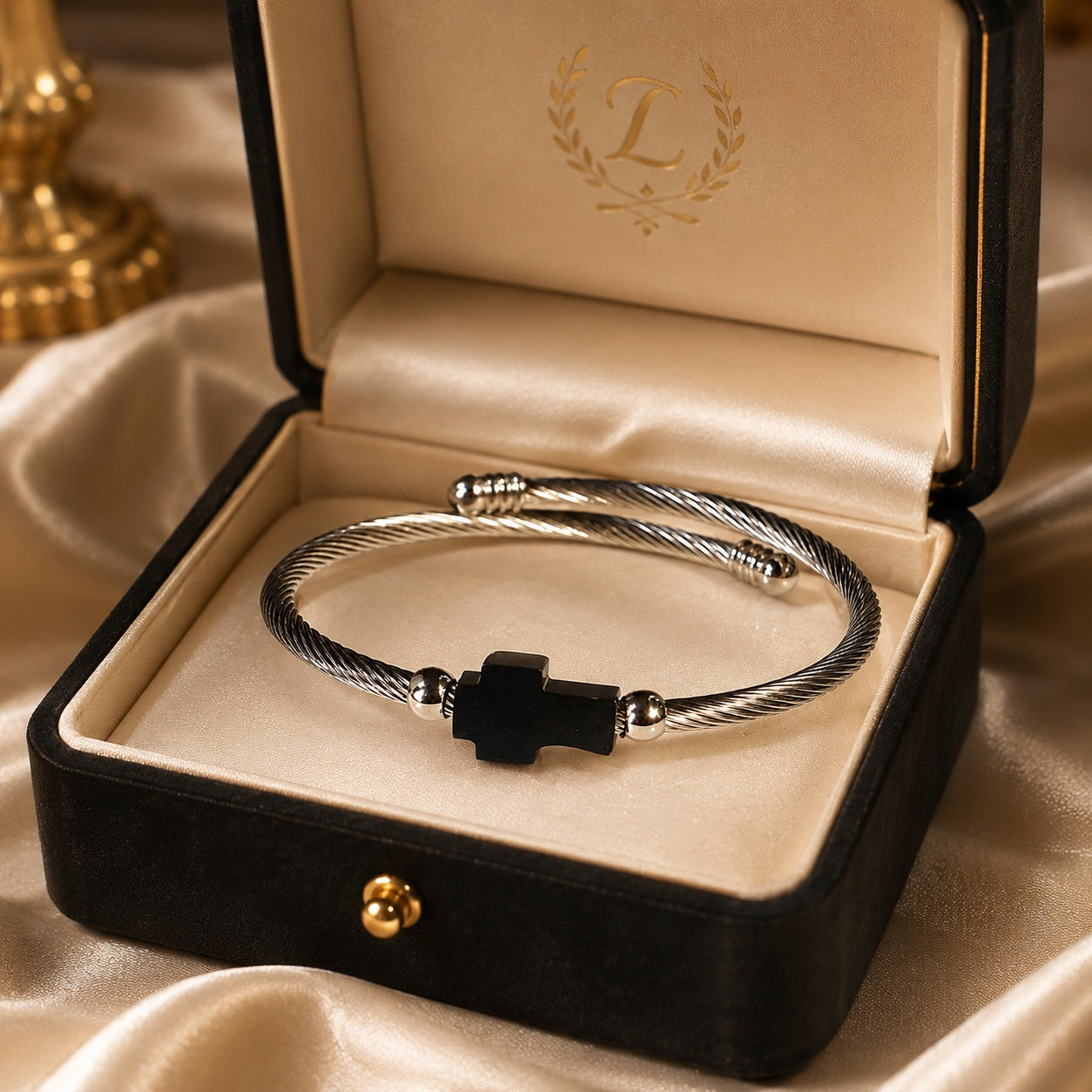 Titanium Cable Chain Bracelet With Cross Pendant, Elegant Stainless Steel Jewelry, Catholic Gift, Cross Bracelet BRLAF06