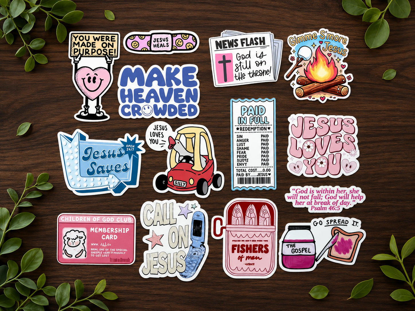 Christian Bible Verse Sticker Set – Cute Jesus Loves You Faith Stickers for Journaling, Laptop, Water Bottle, Scrapbooking, Sunday School & Christian Gifts ST03