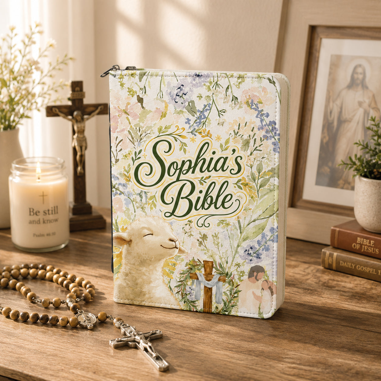 Floral Leather Book Cover, Personalized Floral Christian Bible Cover, Christian Gift, Bible Covers Jesus Gifts BIBLE03