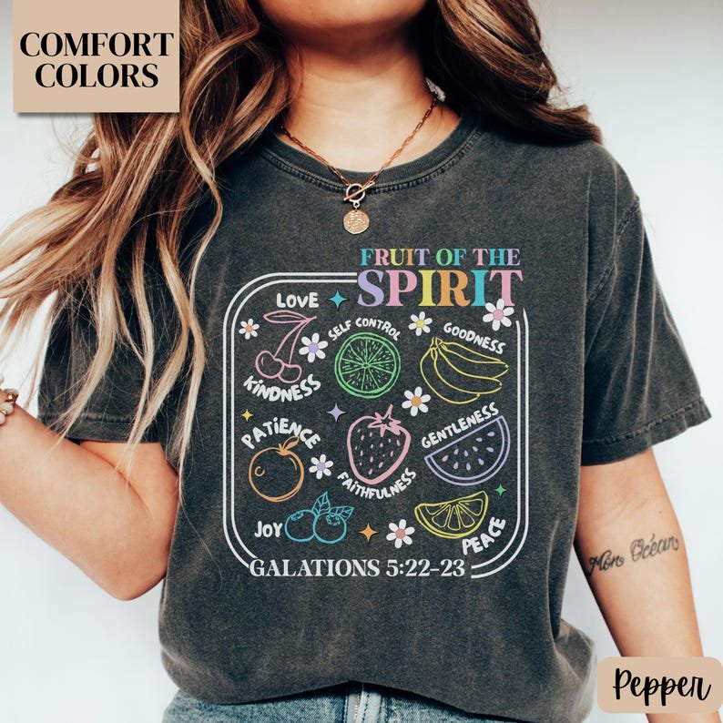 Comfort Colors Fruit of the Spirit Shirt, Christian Religious Tee CFNS03