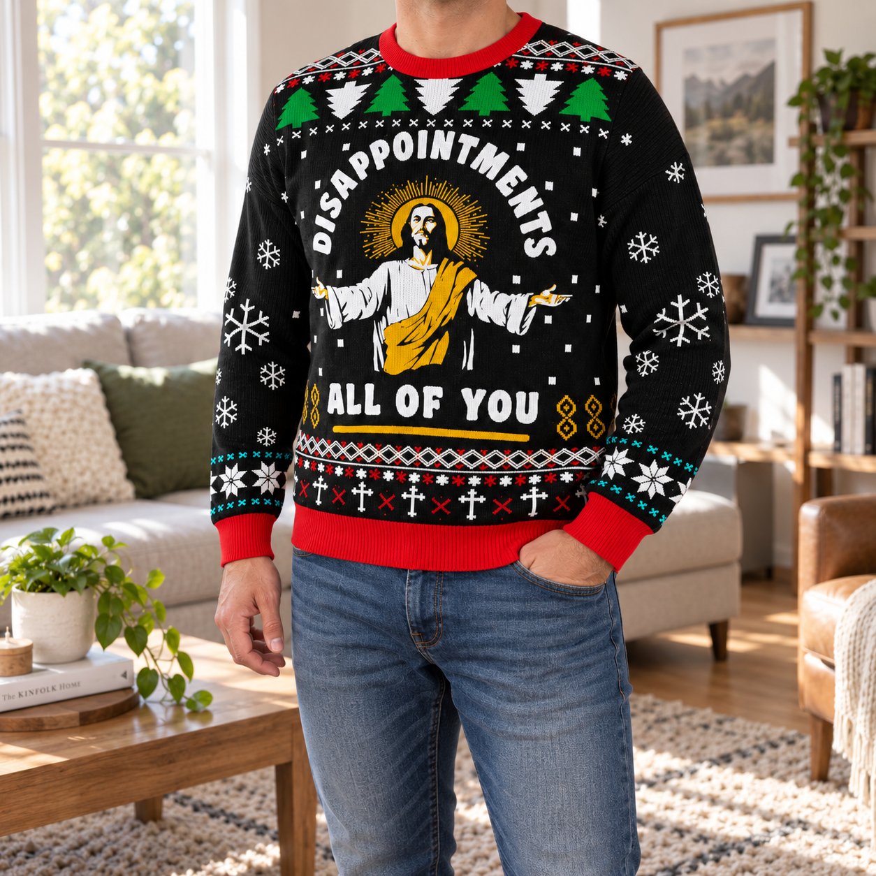 Jesus Disappointments All of You Ugly Christmas Sweater, Funny Christian Holiday Sweatshirt, Religious Xmas Gift for Men Women XMASUS03