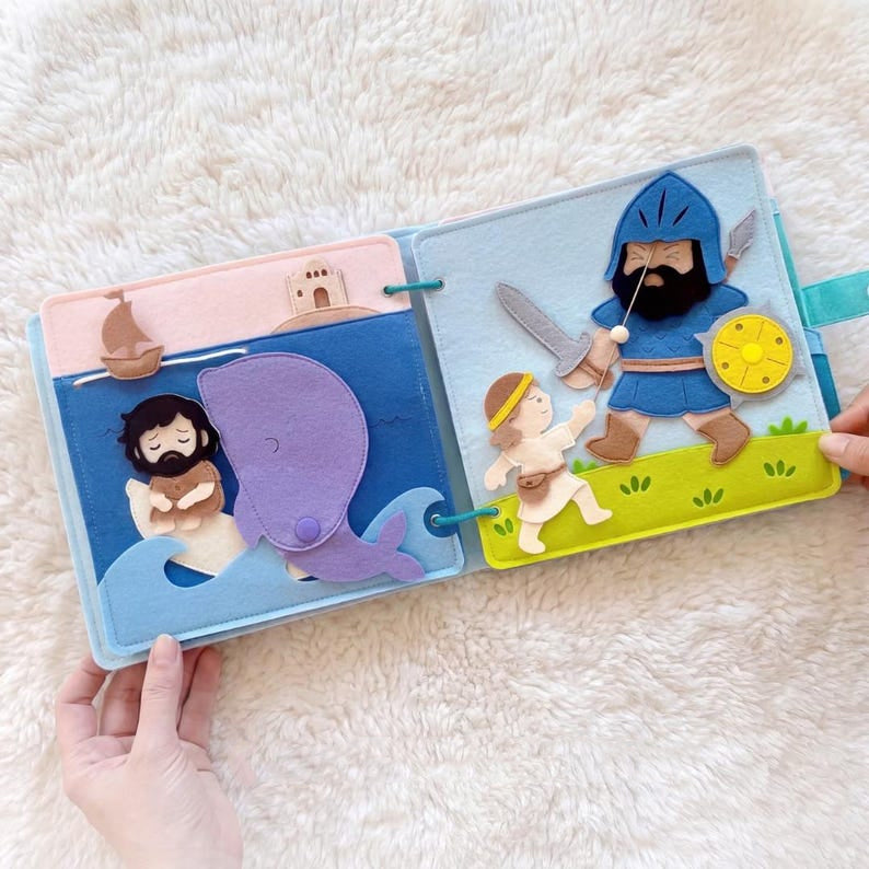 Personalized Bible Story Activity Toy, Christian Felt Busy Book, Soft Cloth Storytelling Books, Activity Books for toddlers, Baptism gifts, Montessori toys, Christian Sunday School Toys BB03