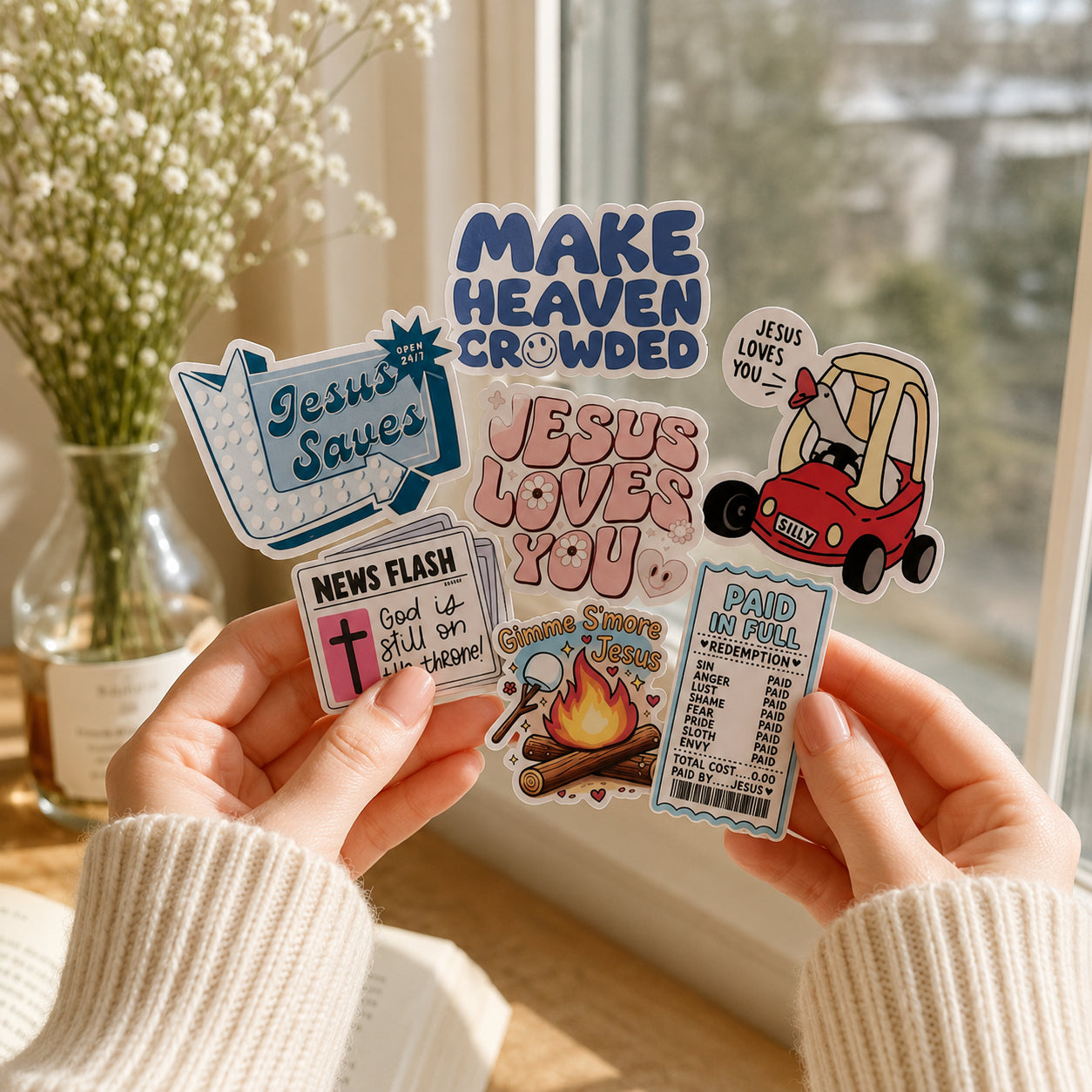 Christian Bible Verse Sticker Set – Cute Jesus Loves You Faith Stickers for Journaling, Laptop, Water Bottle, Scrapbooking, Sunday School & Christian Gifts ST03