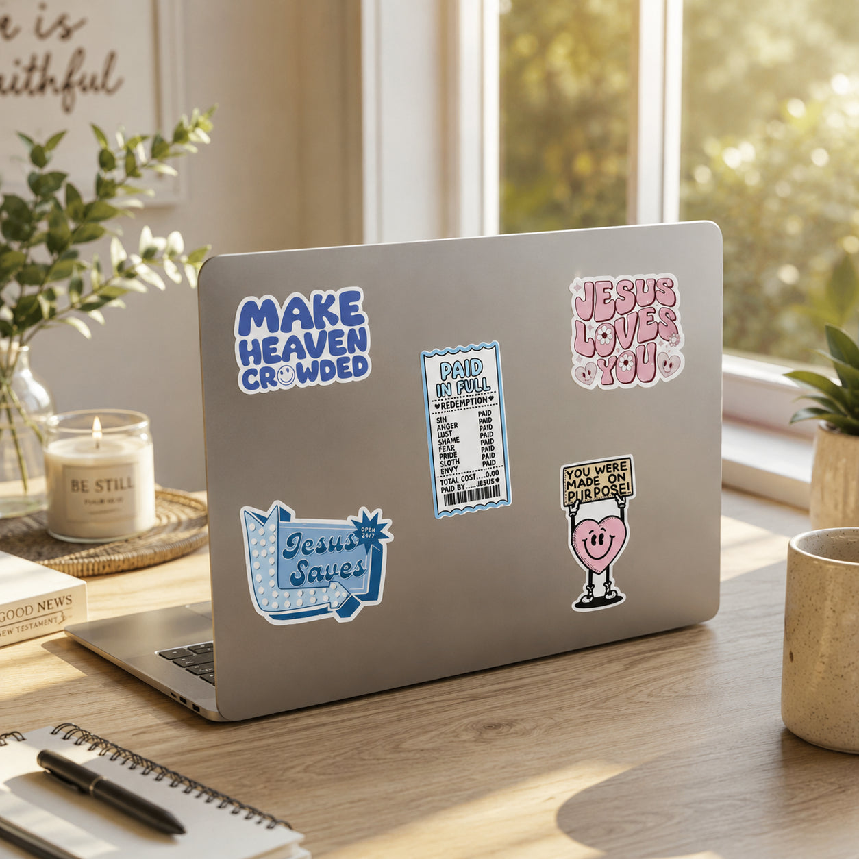Christian Bible Verse Sticker Set – Cute Jesus Loves You Faith Stickers for Journaling, Laptop, Water Bottle, Scrapbooking, Sunday School & Christian Gifts ST03