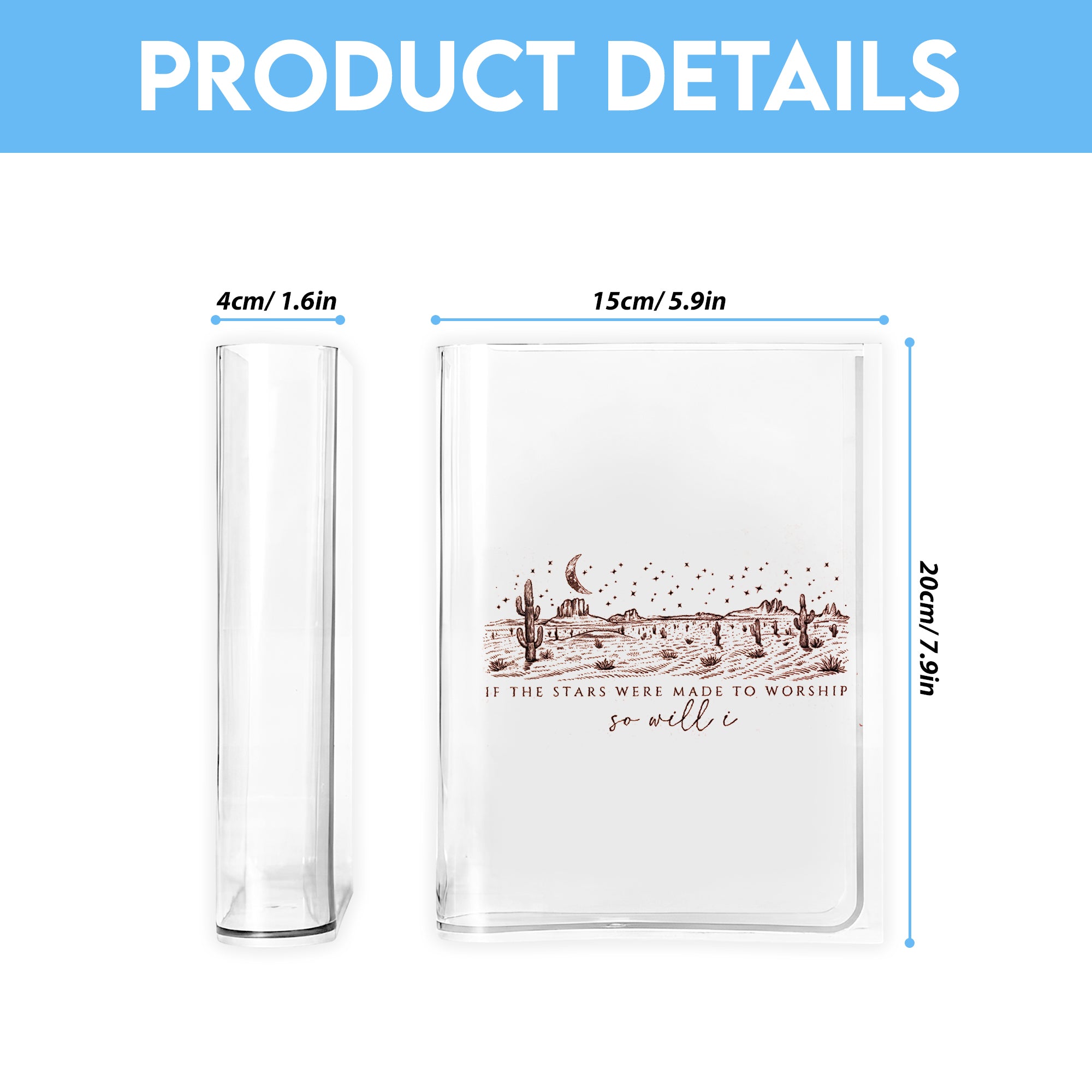 If The Stars Were Made To Worship Book Vase, Christian Book Vase, Bible Verse Book Shaped Flower Vase