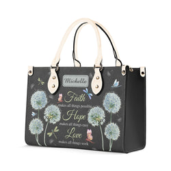Faith Makes All Things Possible Leather Bag, Custom Leather Bag With Bible Verse, Jesus Bag. BLAF07