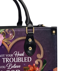 Personalized Christian Leather HandBag with Bible Verse John 14:1, Custom Name Handbag, Religious Gift for Women, Faith Purse BLAF17