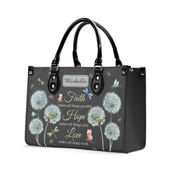 Faith Makes All Things Possible Leather Bag, Custom Leather Bag With Bible Verse, Jesus Bag. BLAF07