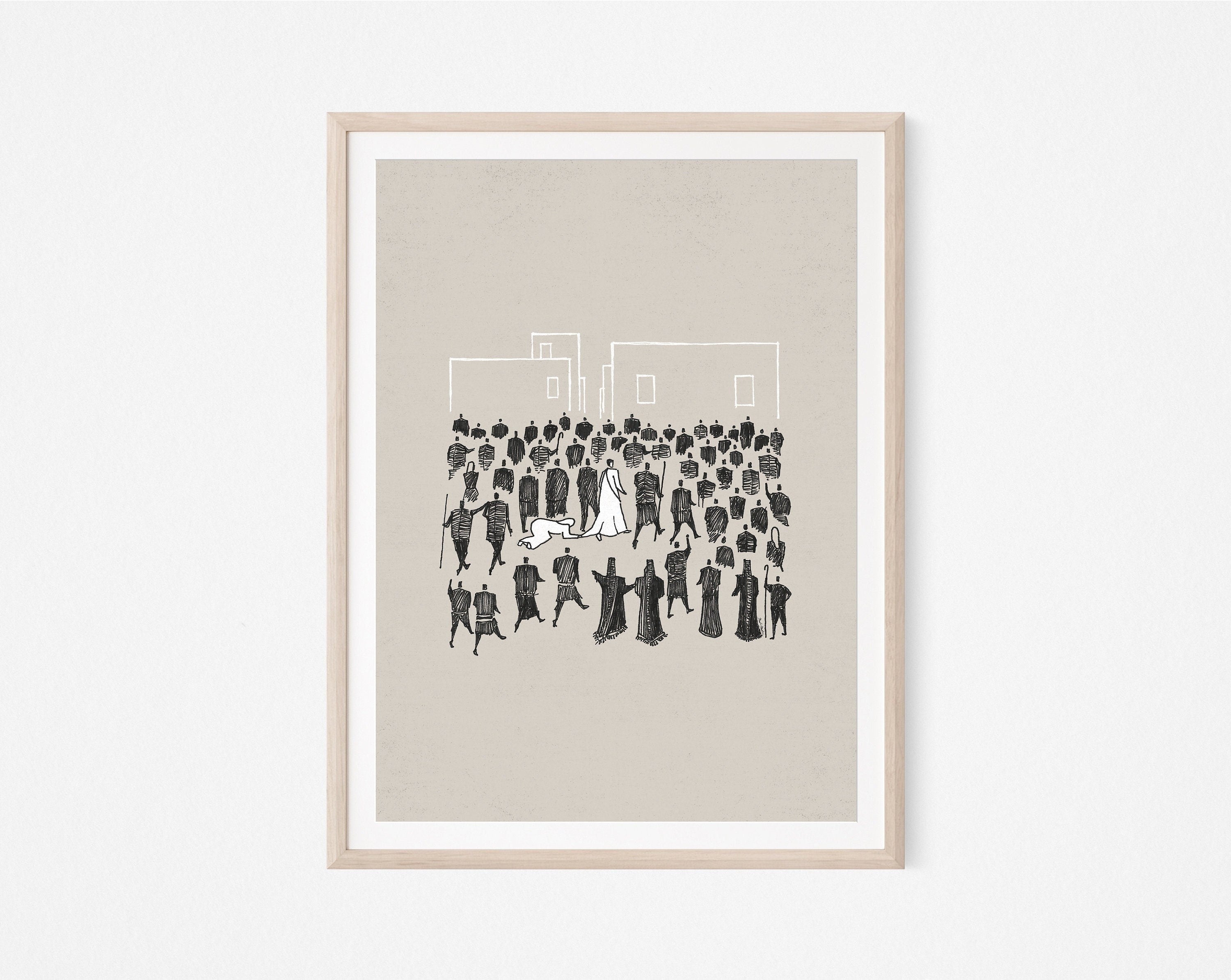 Woman Healed Digital Poster, Fringe of Jesus Garment Art, Hem of Robe Bible Sketch, Christian Wall Art, Jesus Miracle Story, Bible Artwork