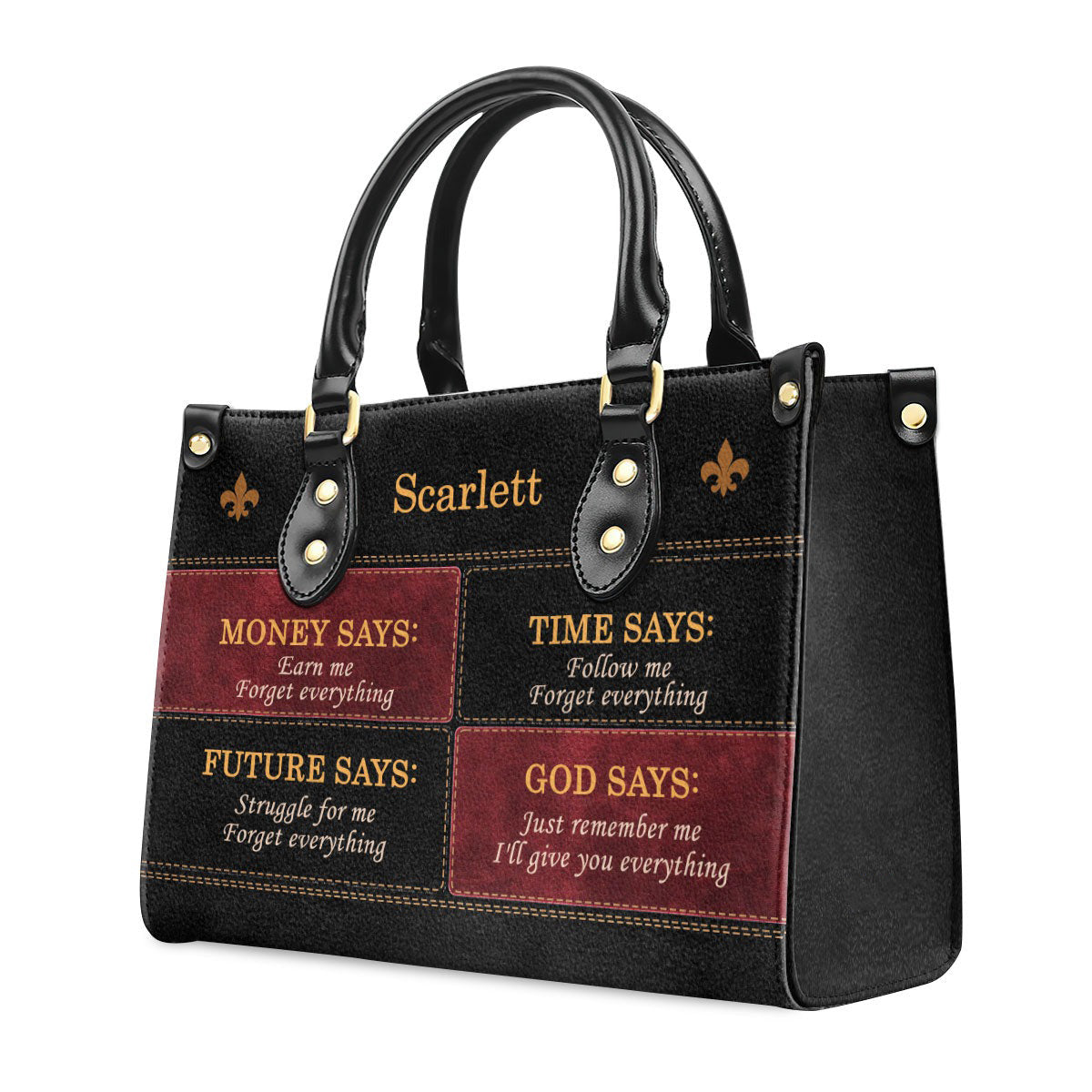 Personalized Christian Leather Handbag, God Says I’ll Give You Everything Purse, Custom Name Faith Tote Bag, Inspirational Gift BLAF52