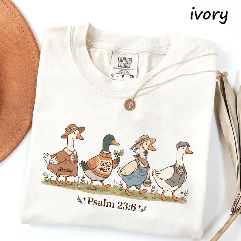 omfort Colors Surely Goodness Mercy Psalm 2:36 Goose Christian Faith T Shirt CFS40