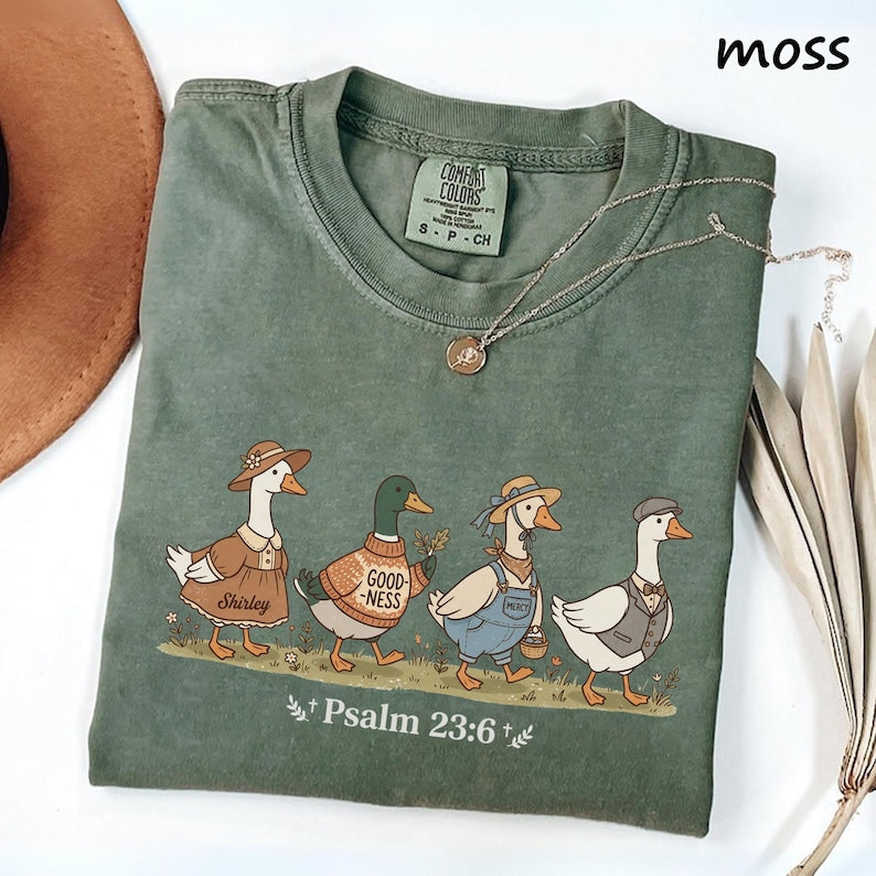 omfort Colors Surely Goodness Mercy Psalm 2:36 Goose Christian Faith T Shirt CFS40
