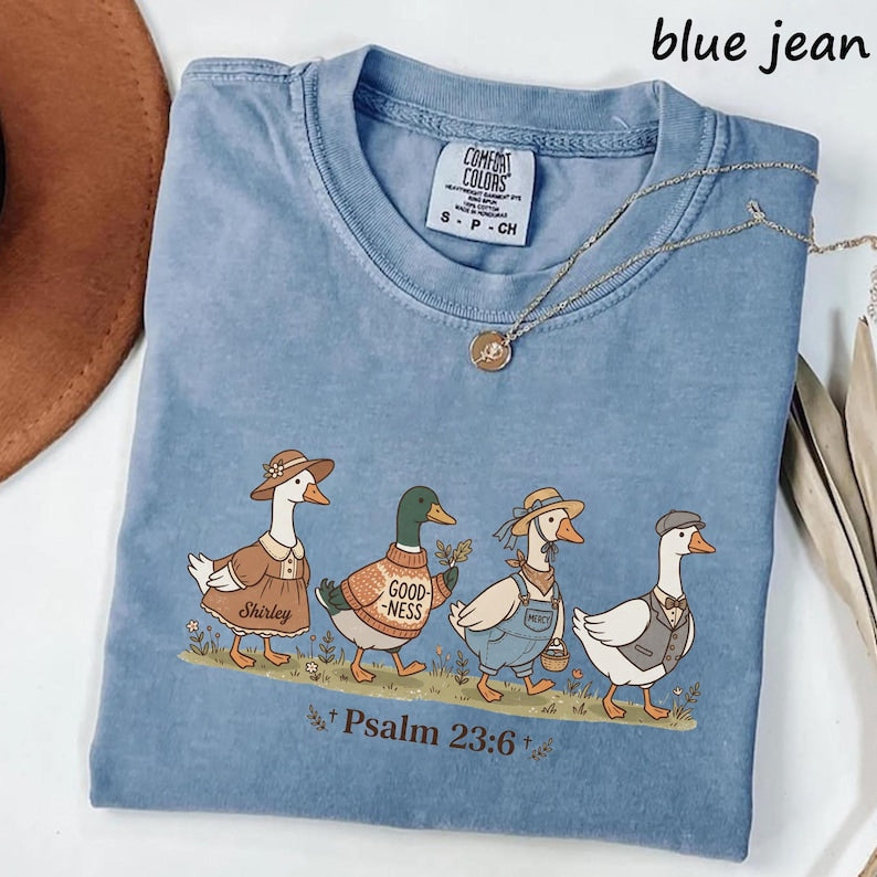 omfort Colors Surely Goodness Mercy Psalm 2:36 Goose Christian Faith T Shirt CFS40