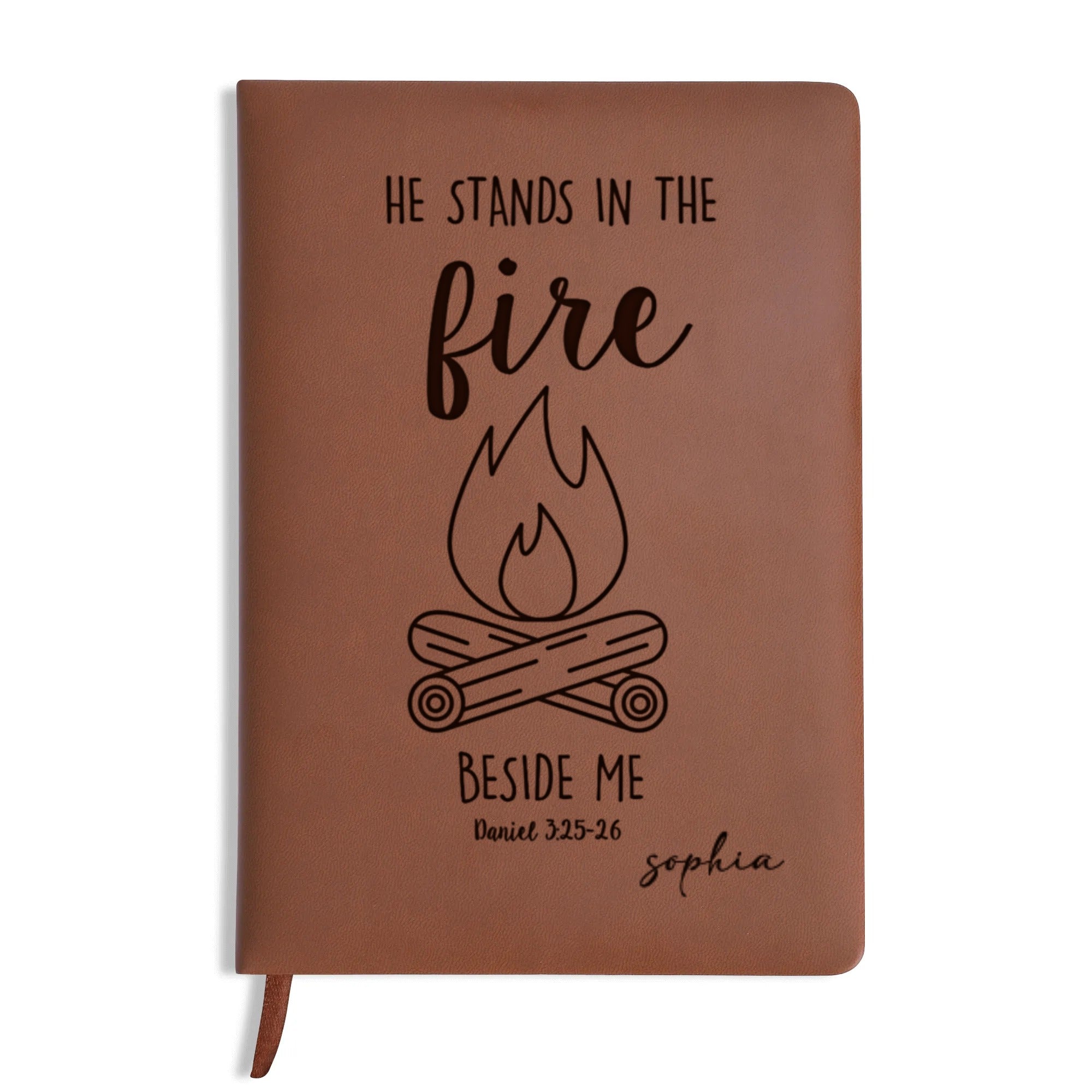 Personalized Christian Journal with “He Stands in the Fire” Quote, Custom Name Prayer & Faith Notebook, Religious Gift, First Communion Gifts, Birthday. NBLAF38