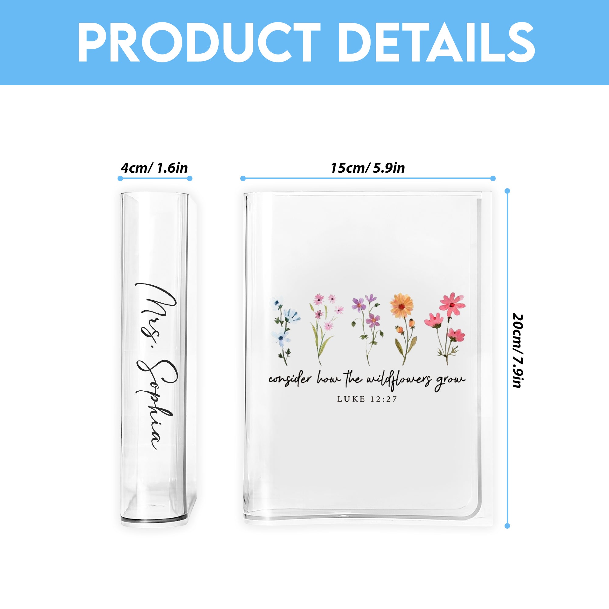 Consider How The Wildflower Grow Book Vase, Luke 12:27, Christian Book Vase, Faith Book Vase, Bible Verse Book Shaped Flower Vase