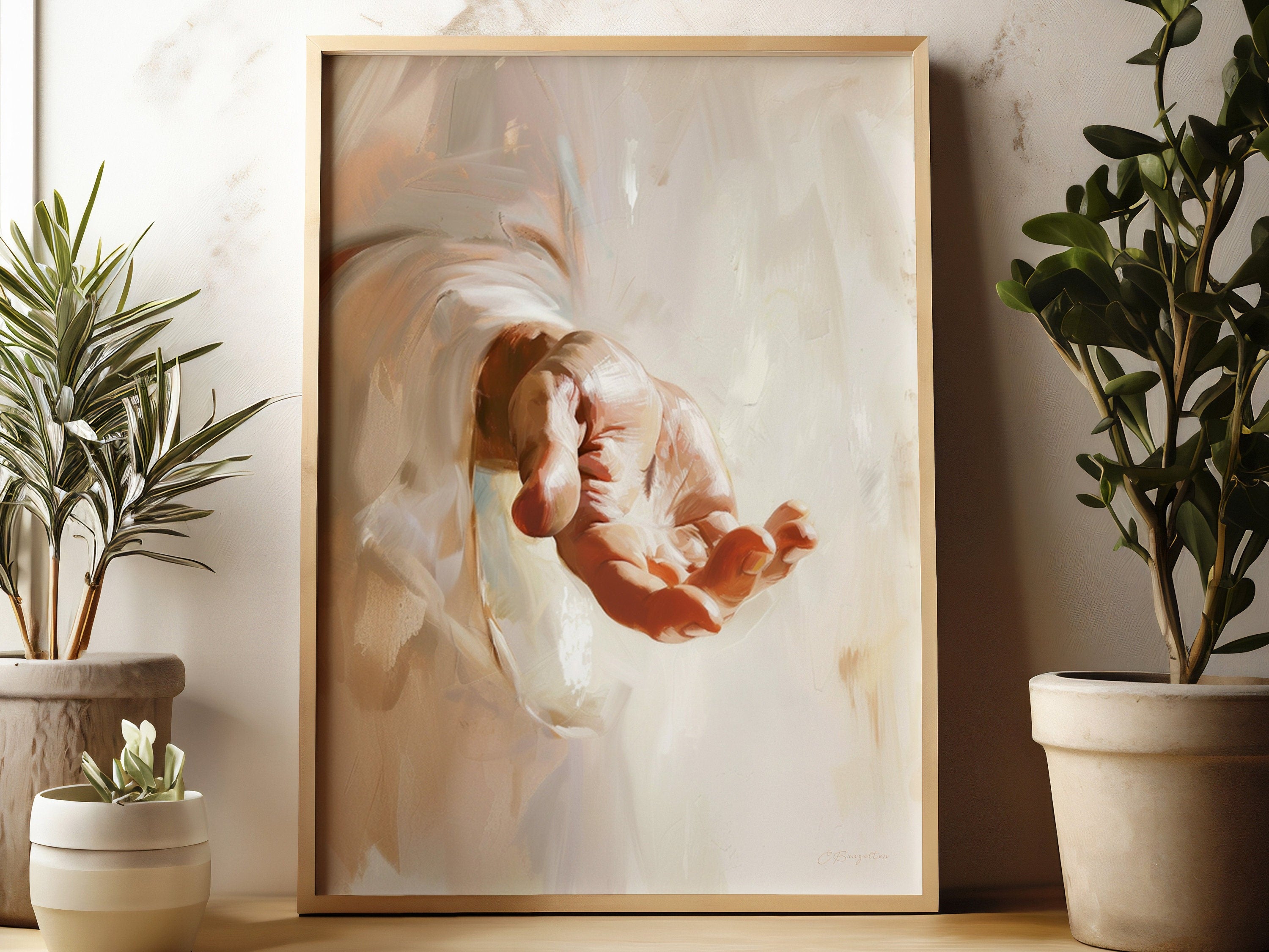 By His Wounds Poster, Jesus Christ's Hands Poster, Resurrected Christ, Jesus Poster, Graven on His Palms