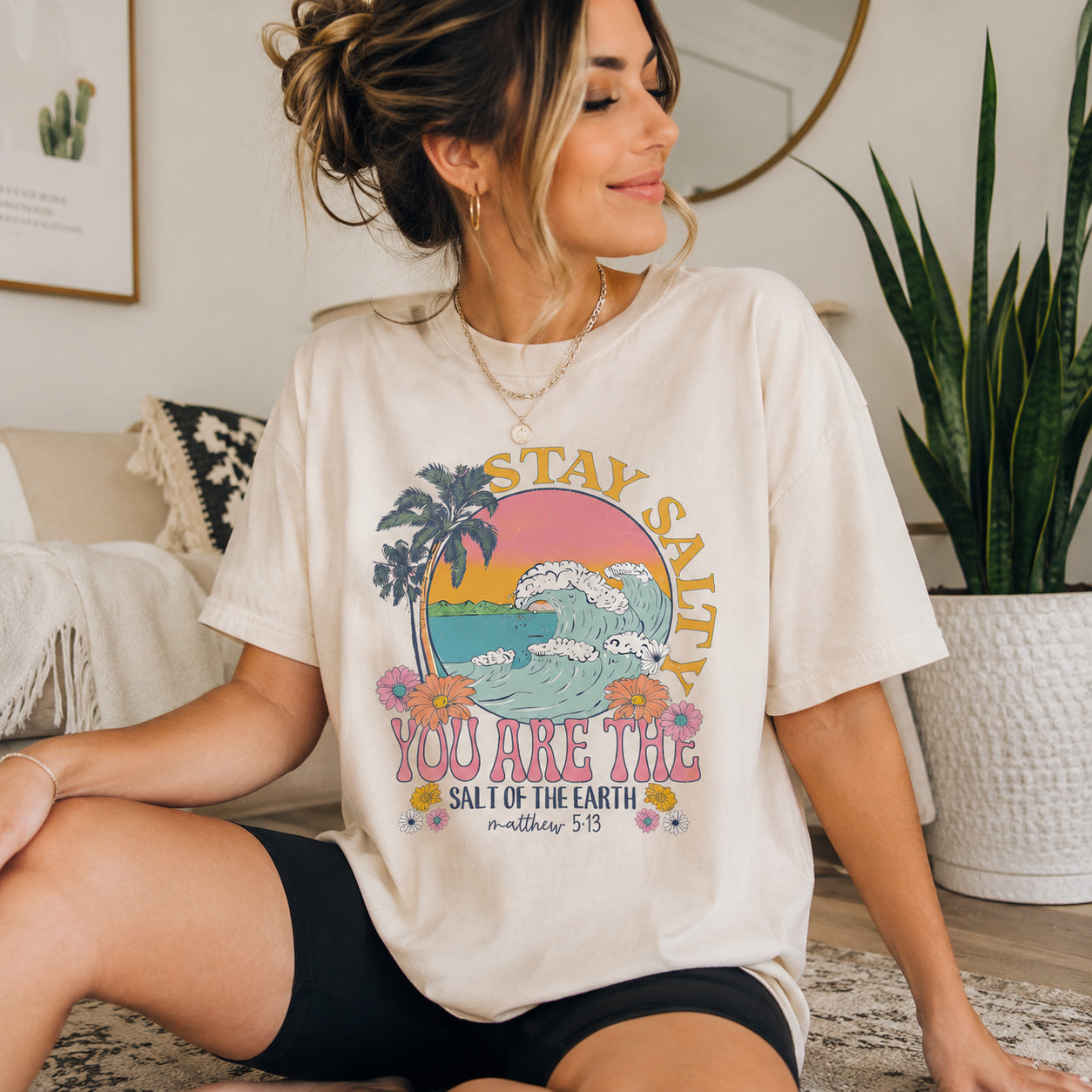 Stay Salty You Are The Salt Of The Earth T-shirt, Bible Verse Shirt, Christian Beach Crew neck, Faith Based Gift, Jesus Lover Tee CFS41