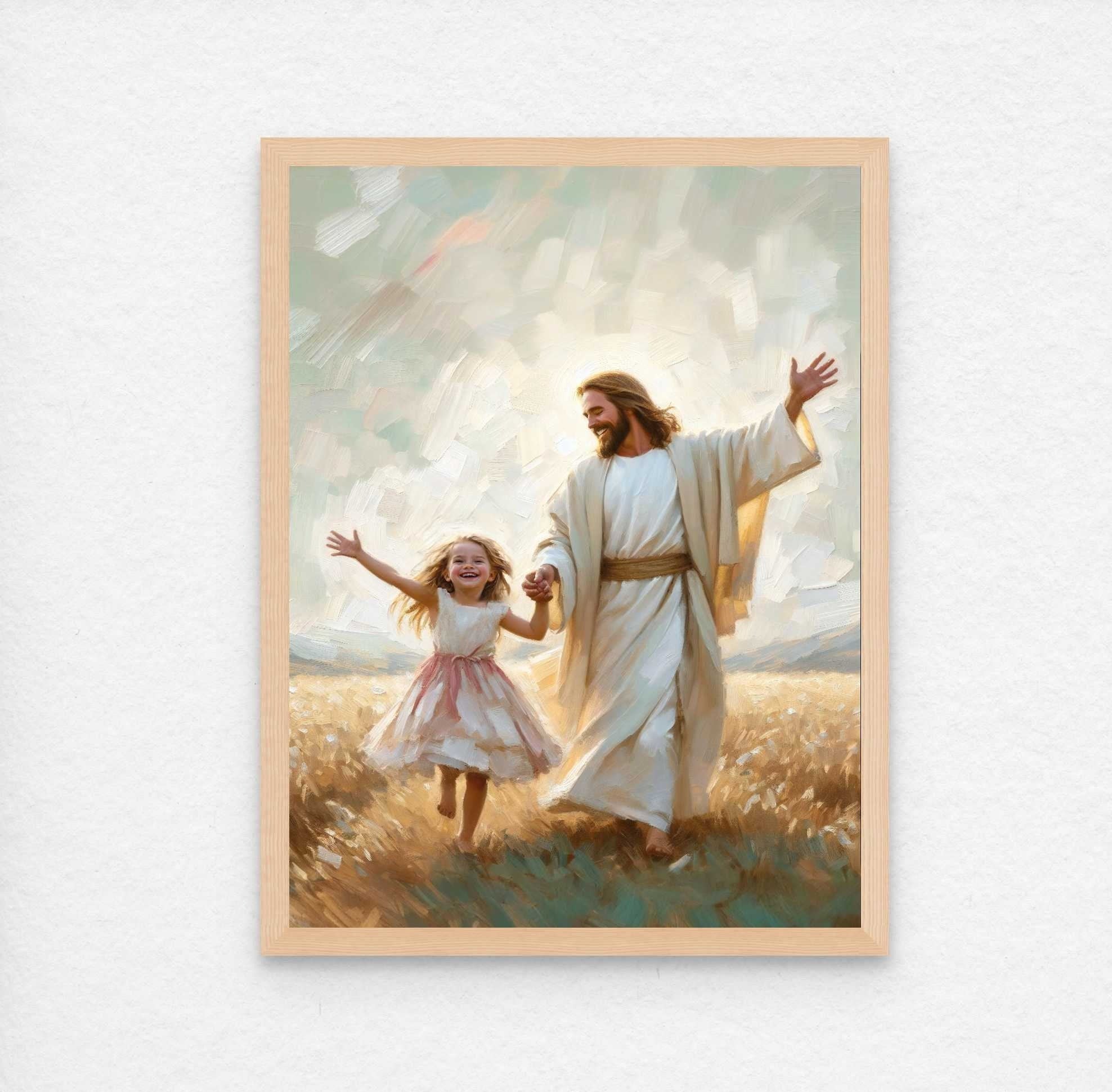 A Day for Dancing Poster, Christian Poster, Jesus with Girl, Jesus Dancing With Little Girl Poster, Bible Art Poster