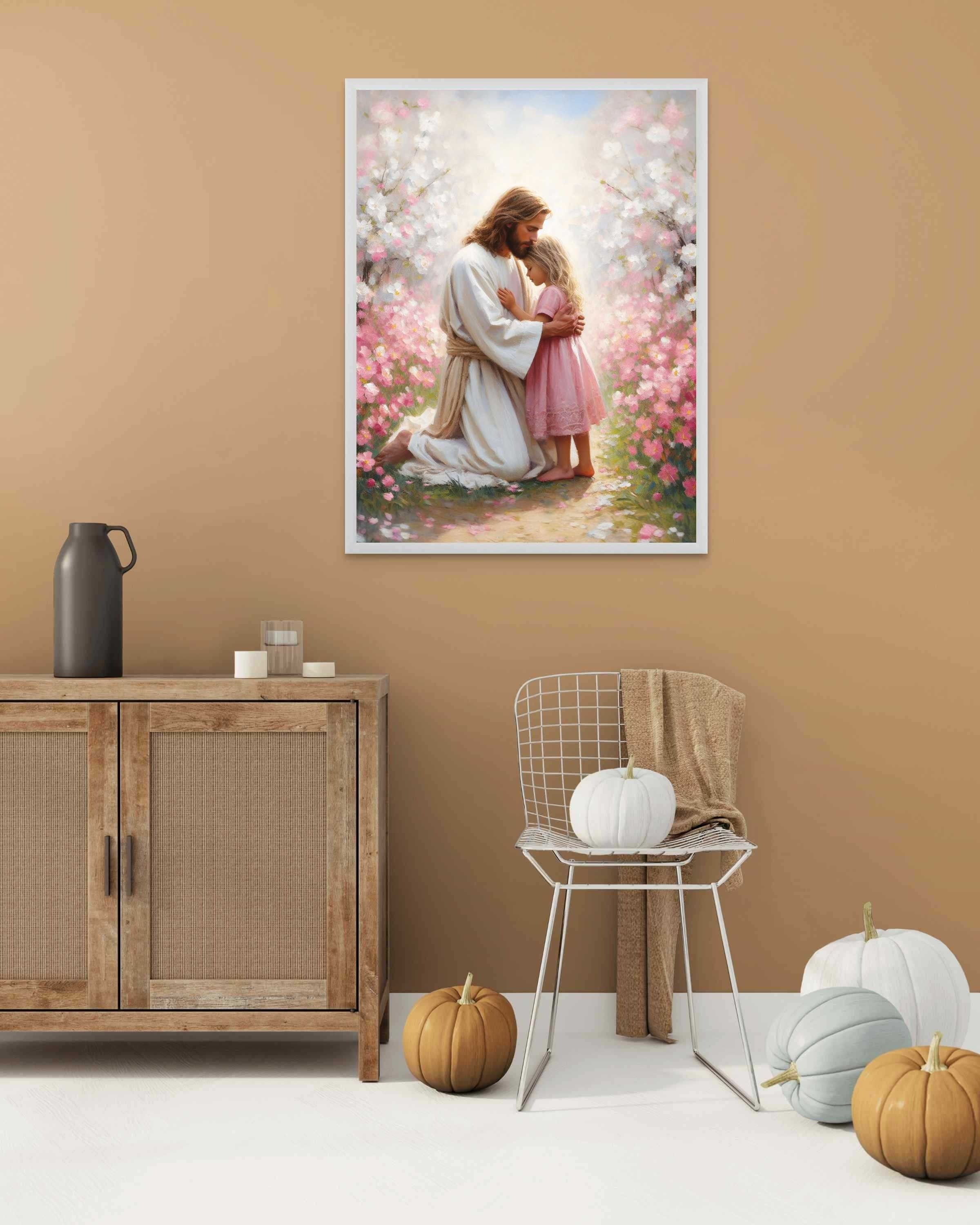 Jesus Loves You Poster, Christian Poster, Jesus and Girl, Jesus Poster, Jesus and Children, Christian Kids Poster