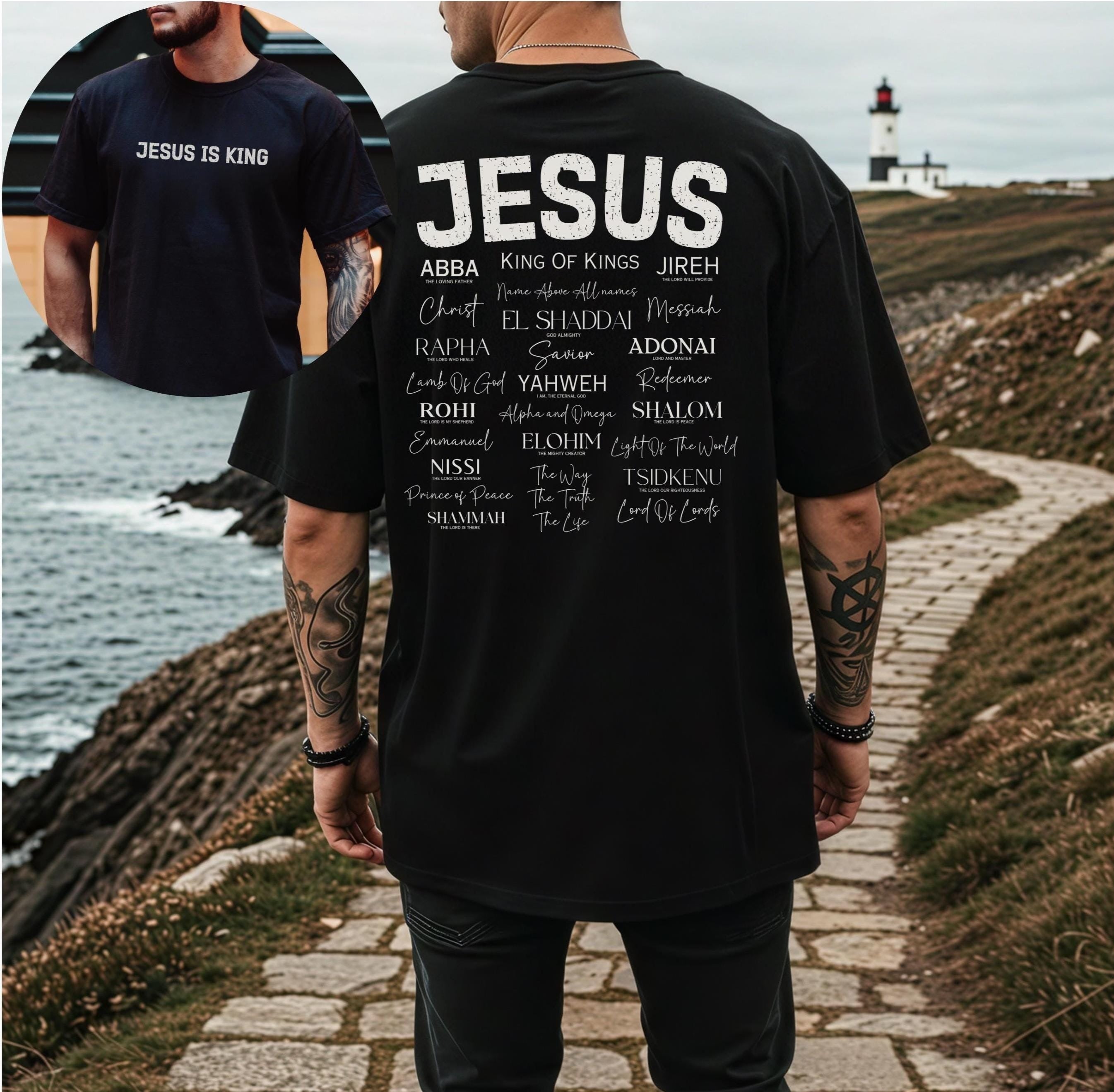 Jesus Is King Comfort Colors T-Shirt, Christian Name of Jesus Shirt, Faith-Based Graphic Tee, Inspirational Christian Apparel