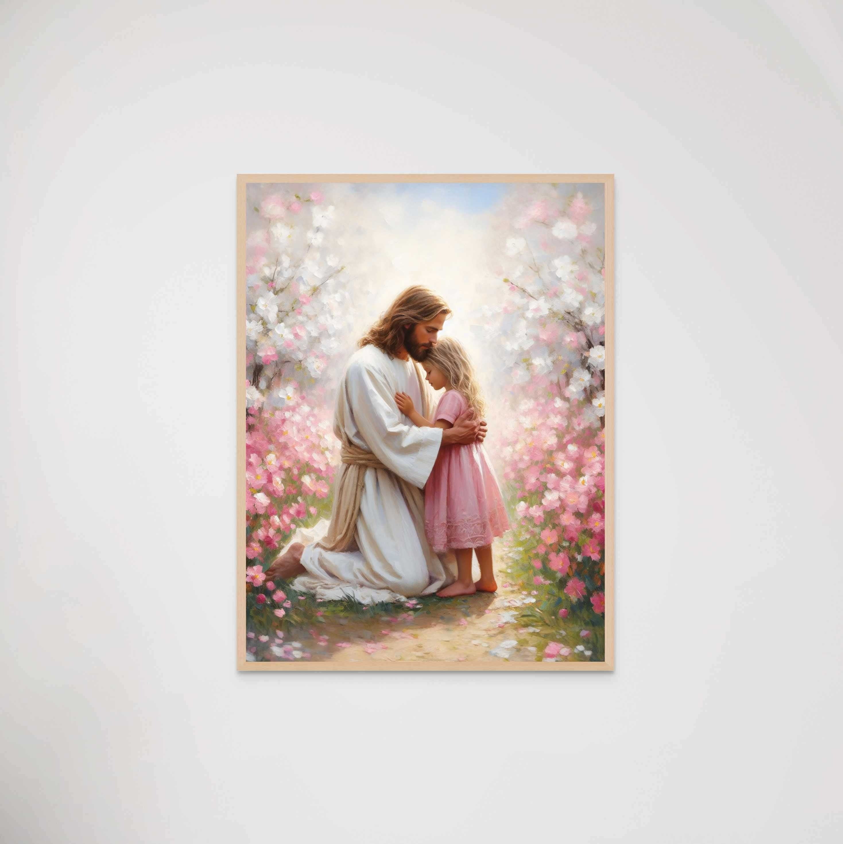 Jesus Loves You Poster, Christian Poster, Jesus and Girl, Jesus Poster, Jesus and Children, Christian Kids Poster