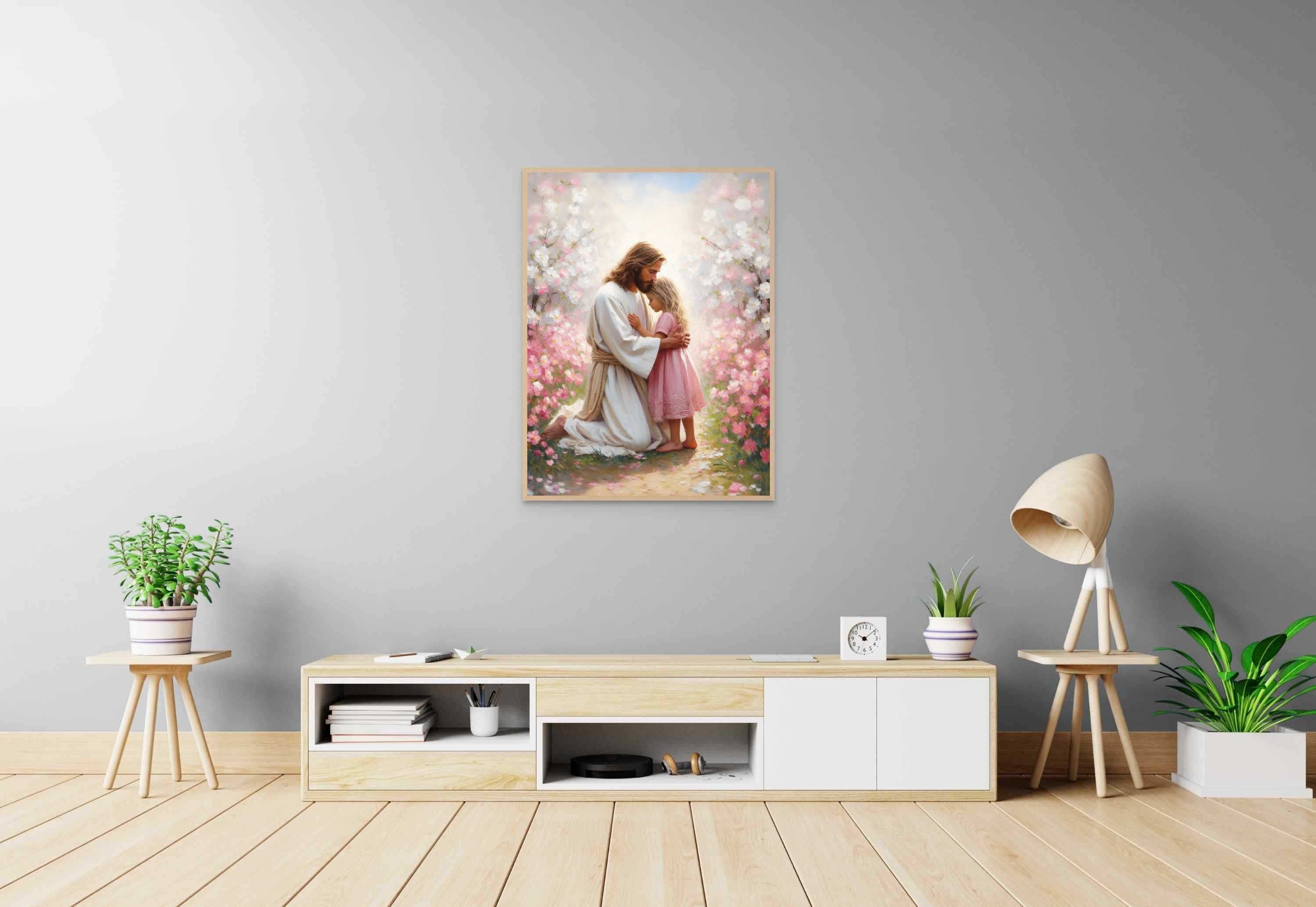 Jesus Loves You Poster, Christian Poster, Jesus and Girl, Jesus Poster, Jesus and Children, Christian Kids Poster