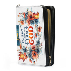 Be Still And Know That I Am God - Psalm 46:10 Leather Book Cover,  Personalized Leather Bible Cover, Christian Gift, Bible Covers Jesus Gifts