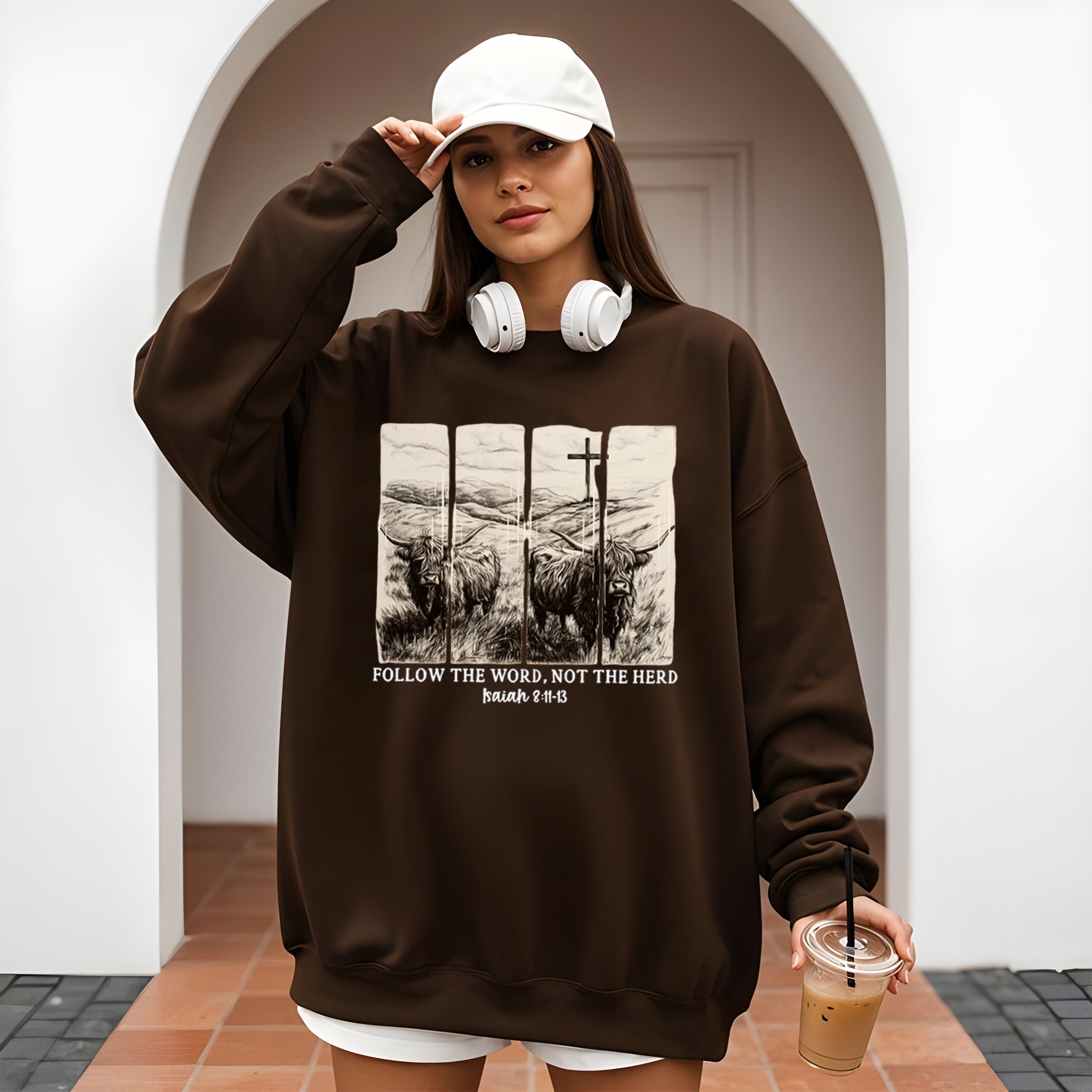 Follow the Word Not the Herd Christian Sweatshirt, Isaiah 8:11-13 Bible Verse Pullover, Faith Based Religious Crewneck