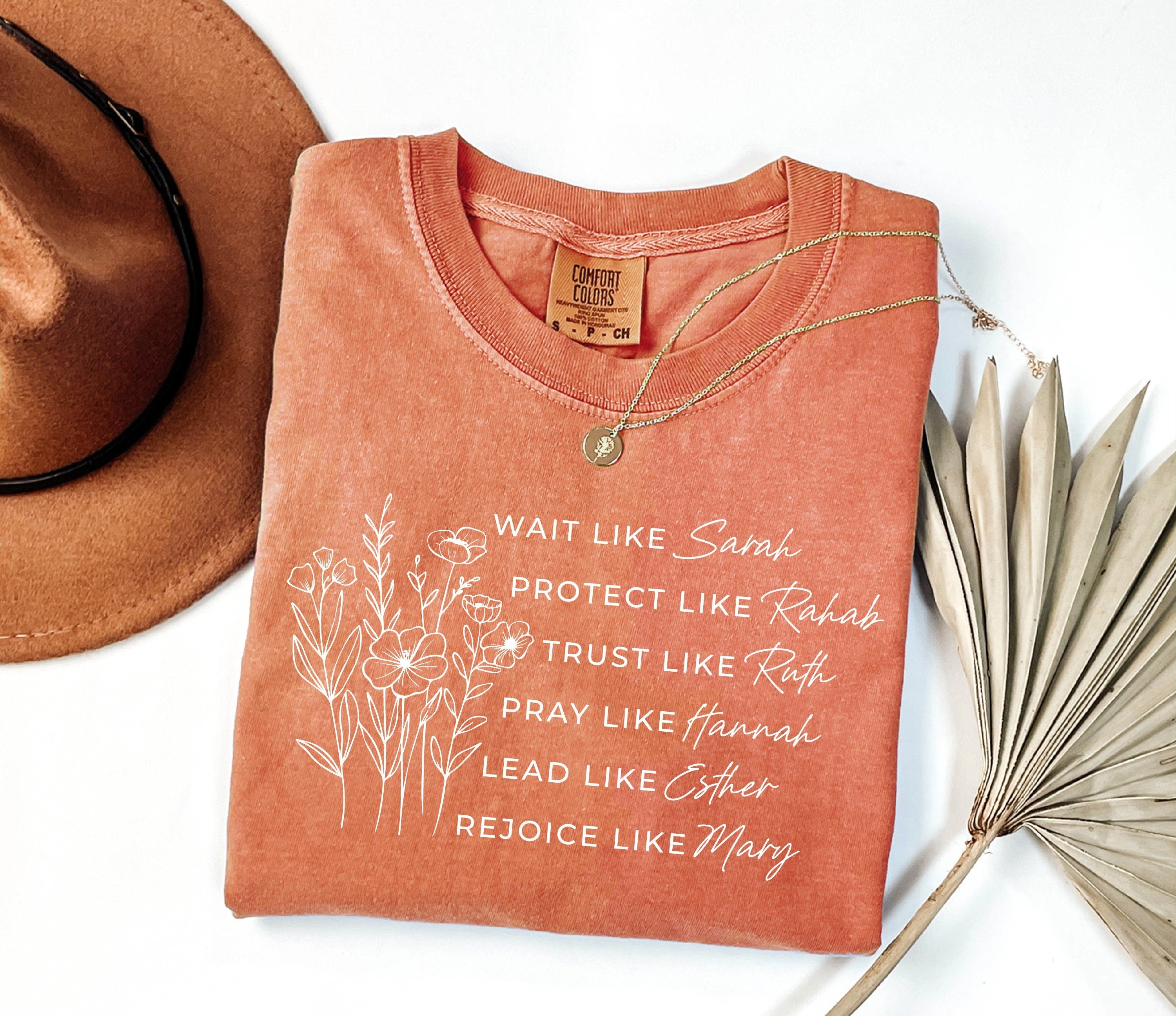 Comfort Colors® Religious Shirt, Women of the Bible Shirt, Bible Verse Shirt, Faith Shirt, Boho Christian Shirt, Floral Religious Shirt