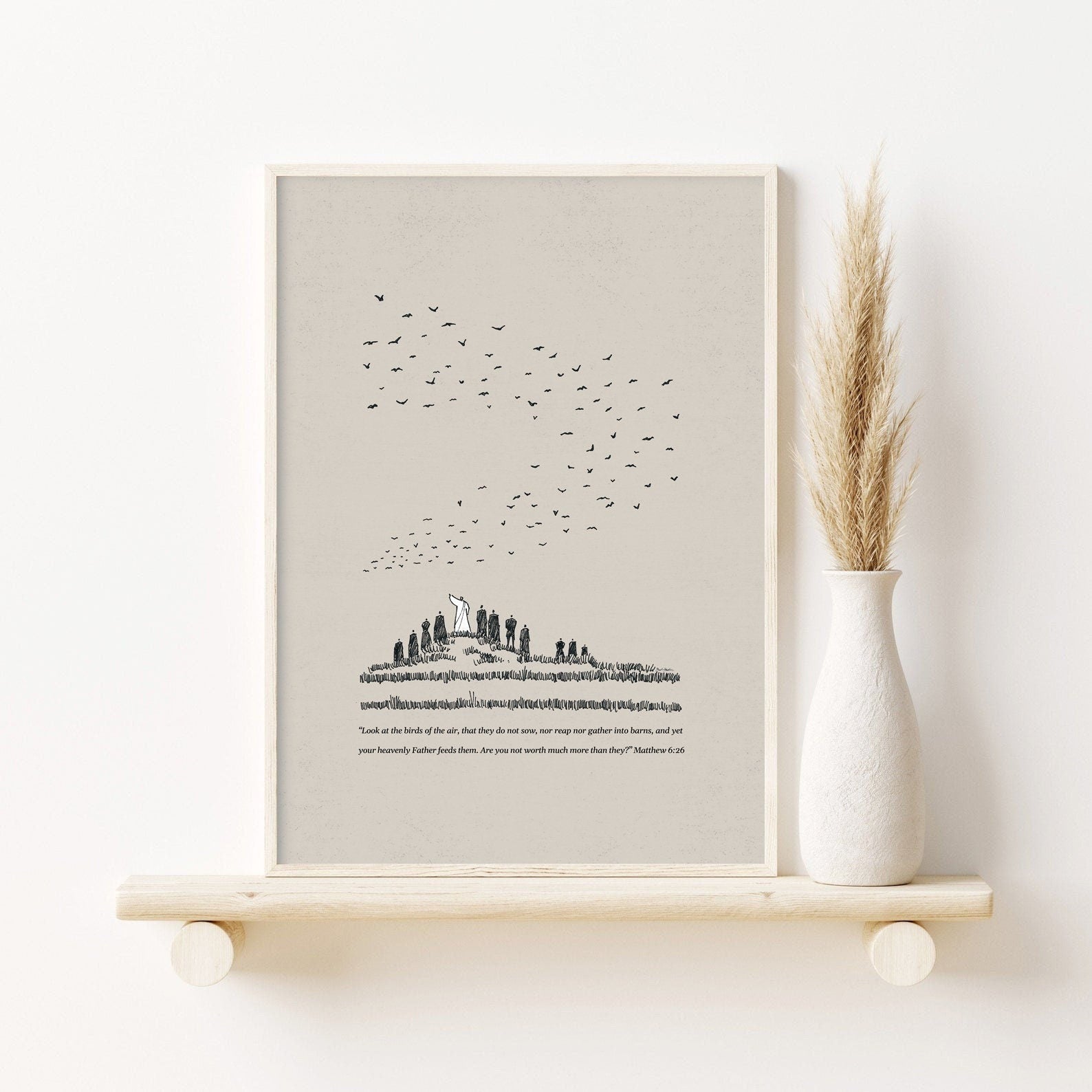 Look at the Birds Poster, Matthew 6:26, Jesus Poster, Christian Poster, Bible Scripture, Trust