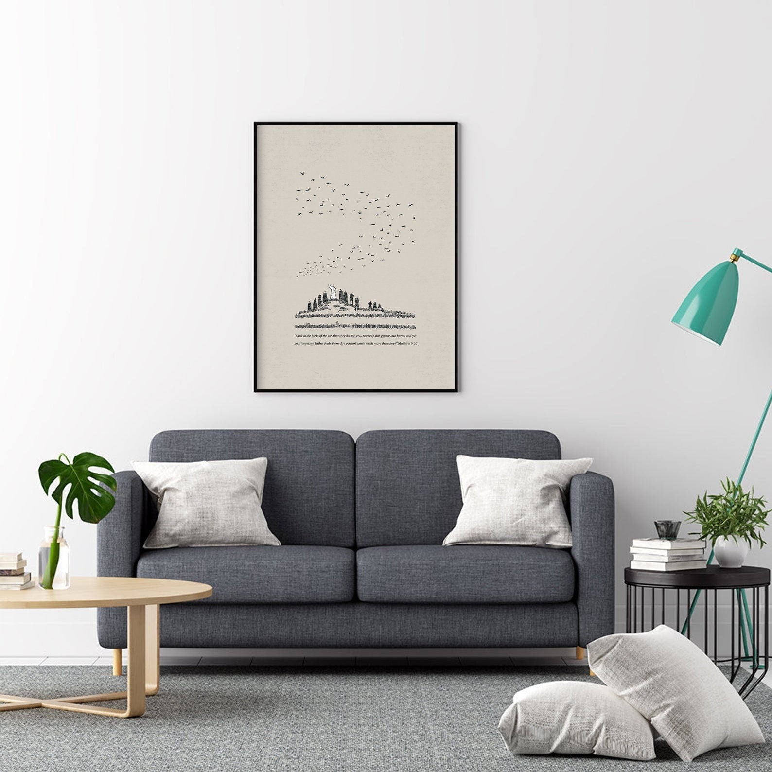 Look at the Birds Poster, Matthew 6:26, Jesus Poster, Christian Poster, Bible Scripture, Trust