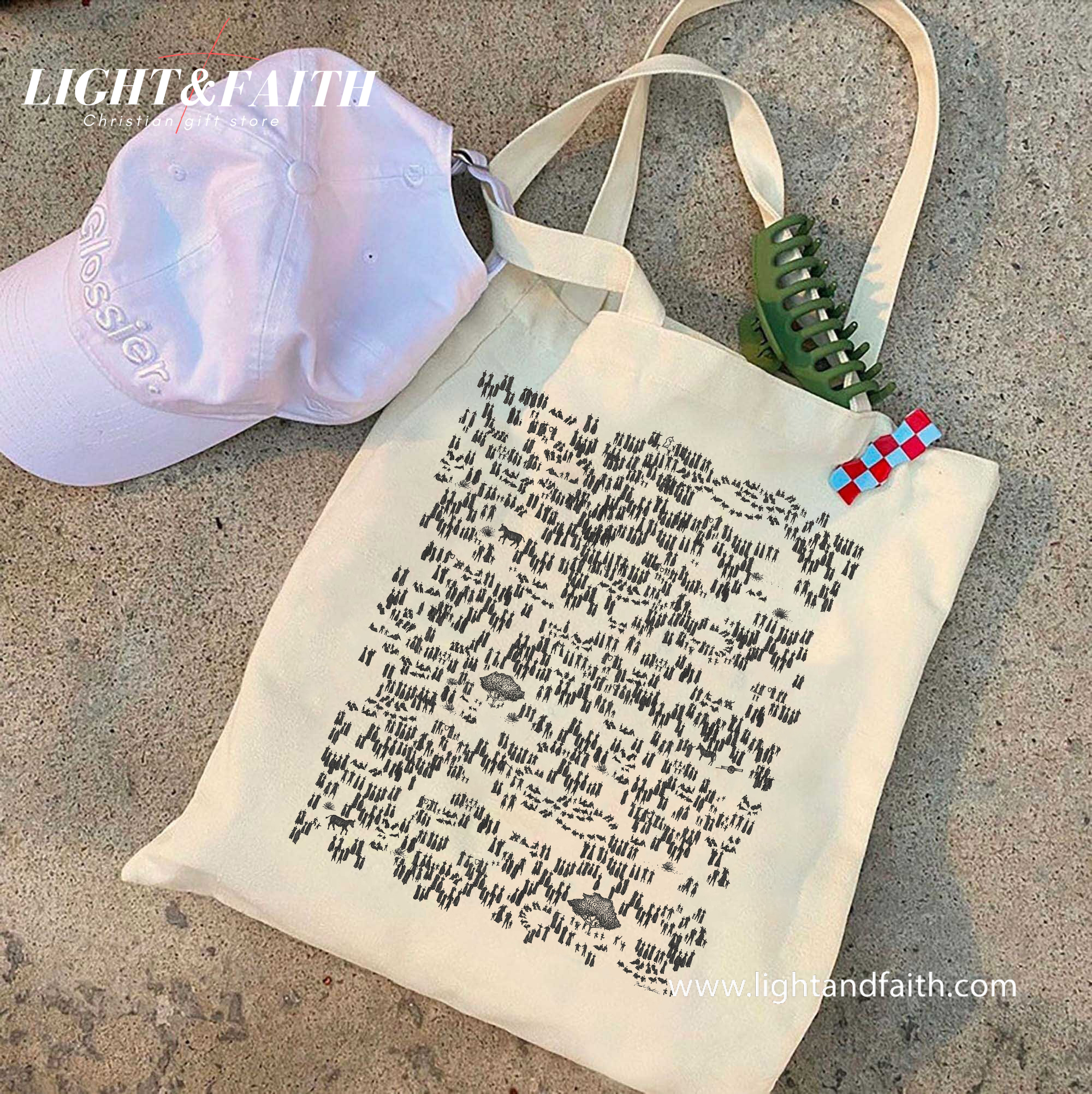 Find the Lost Sheep Tote Bag, Christian Hidden Object Canvas Bag, He Left the 99 Bible Game Tote, Faith-Based Gift, Matthew 18 Inspired Design TBLAF46