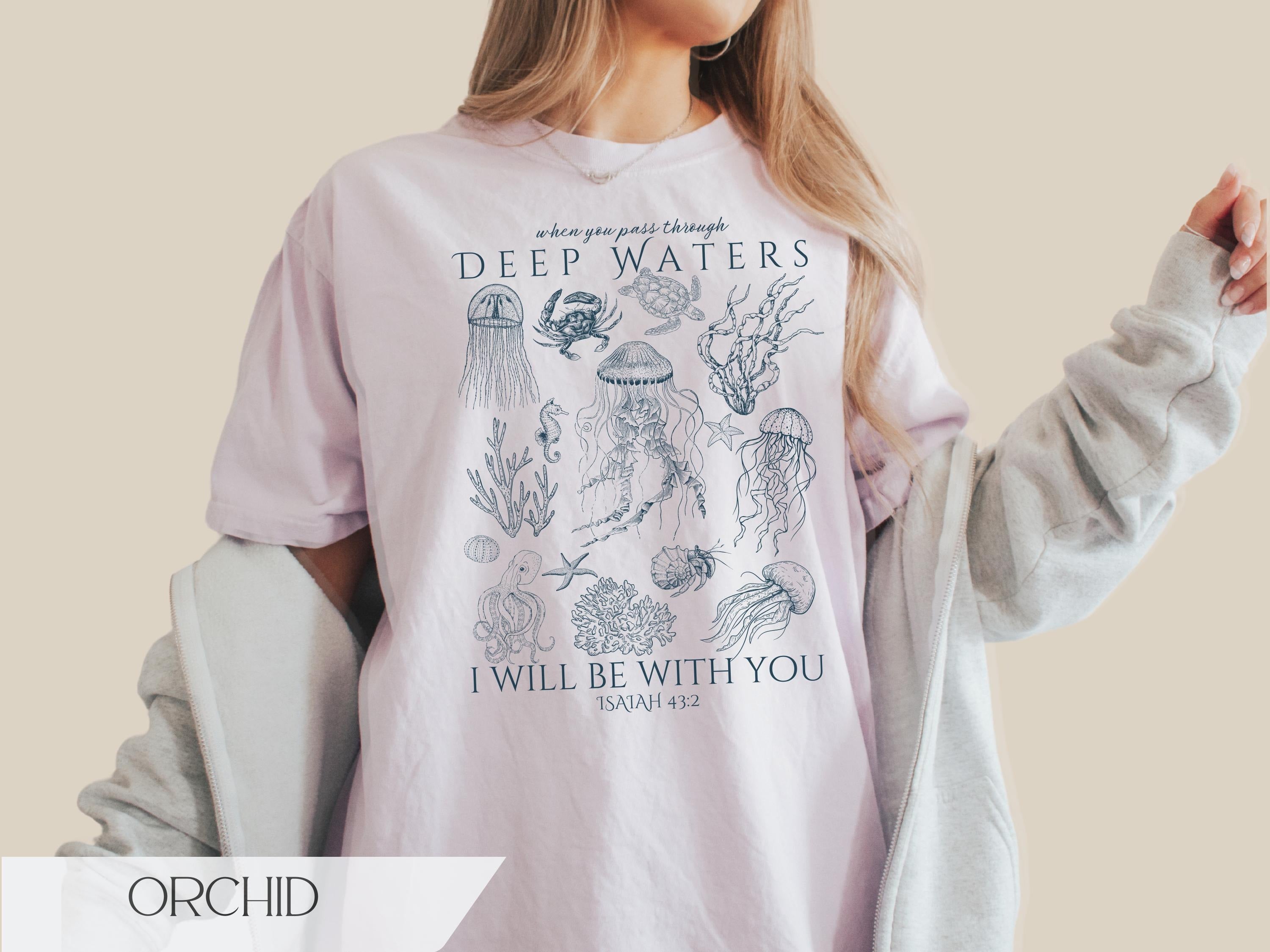 Christian Ocean Animal Comfort Colors® Shirt, Coastal Sea Life Tshirt, Trendy Beachy Oversized Scripture Tee, Jesus Bible Verse Shirt, Faith Apparel Gift