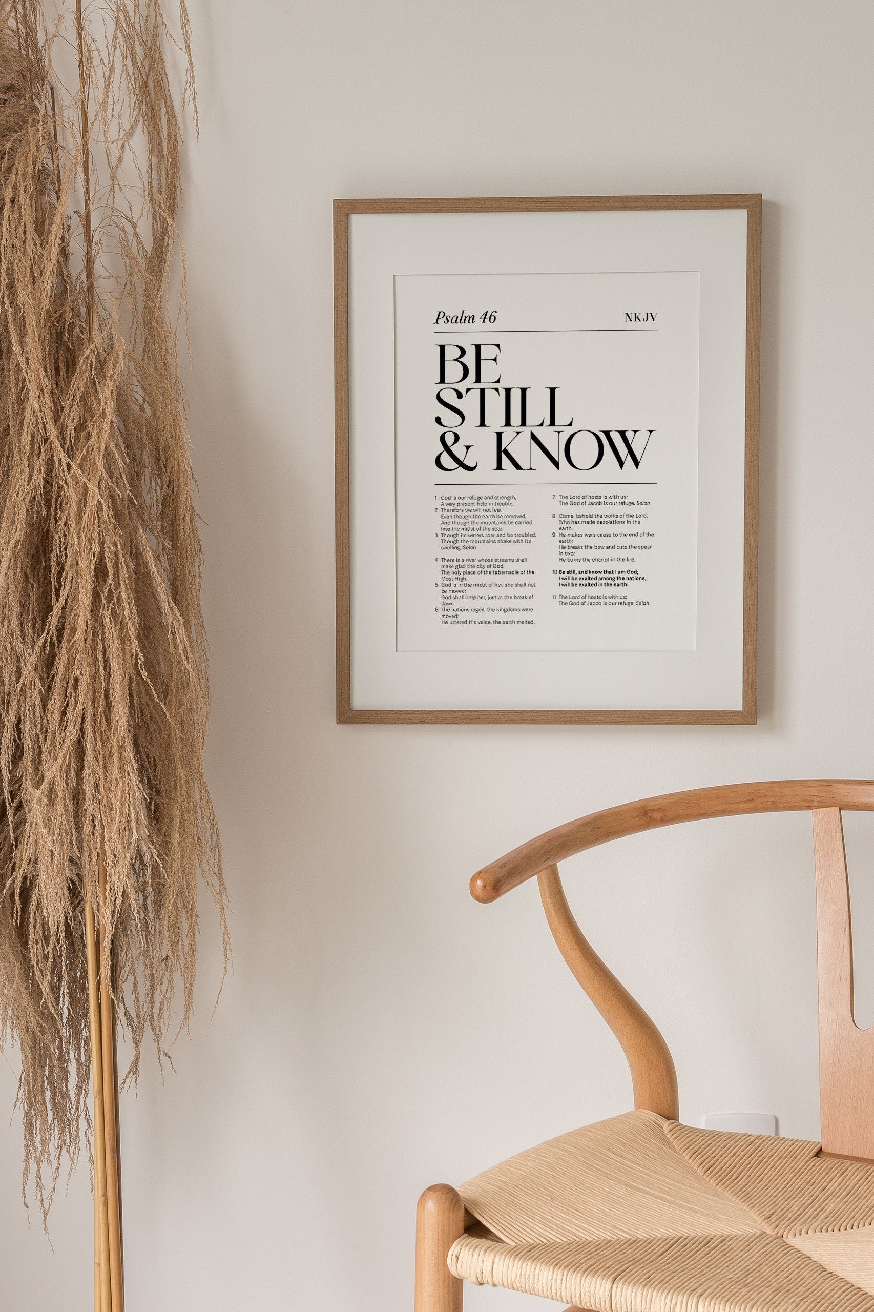 Psalm 46 Be still and know Poster, Bible Chapter Poster, Bible Art Poster, Modern minimalist Christian Poster