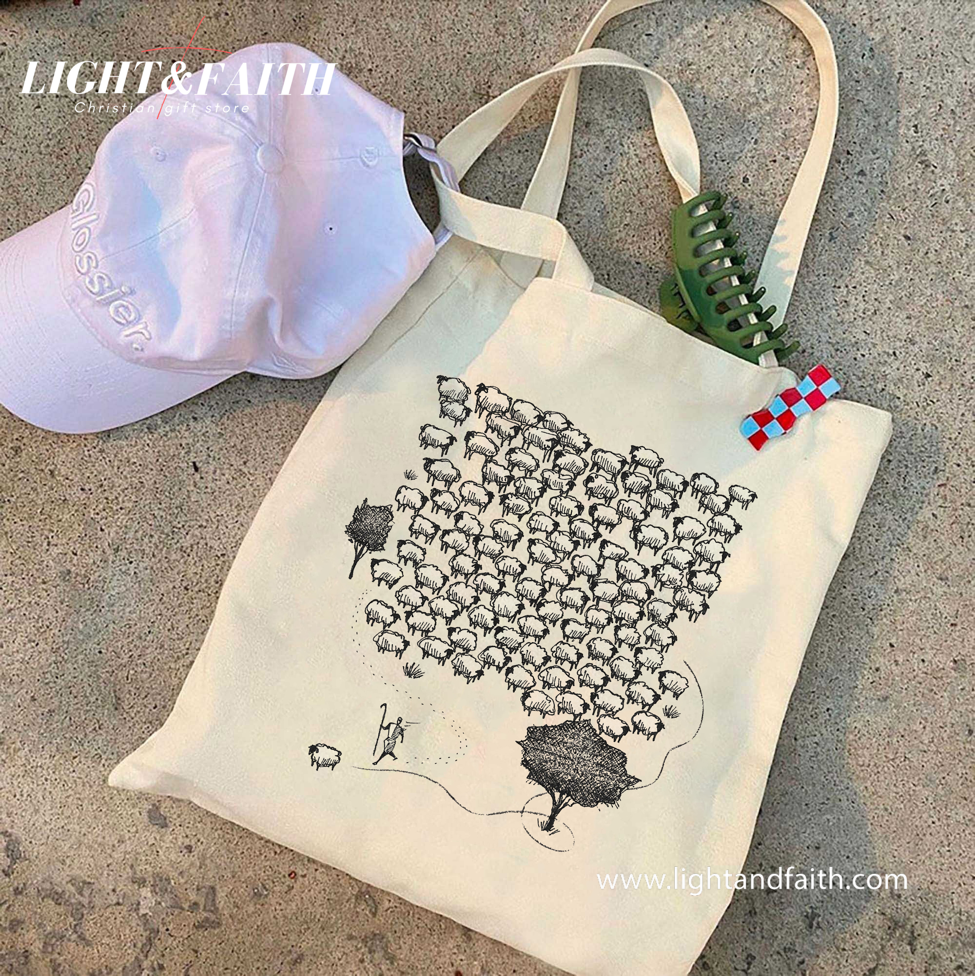 Lost Sheep Found Tote Bag, He Left the 99 Canvas Bag, Christian Bible Verse Tote, Matthew 18:12 Inspired Gift, Faith-Based Sheep Design BagTBLAF47