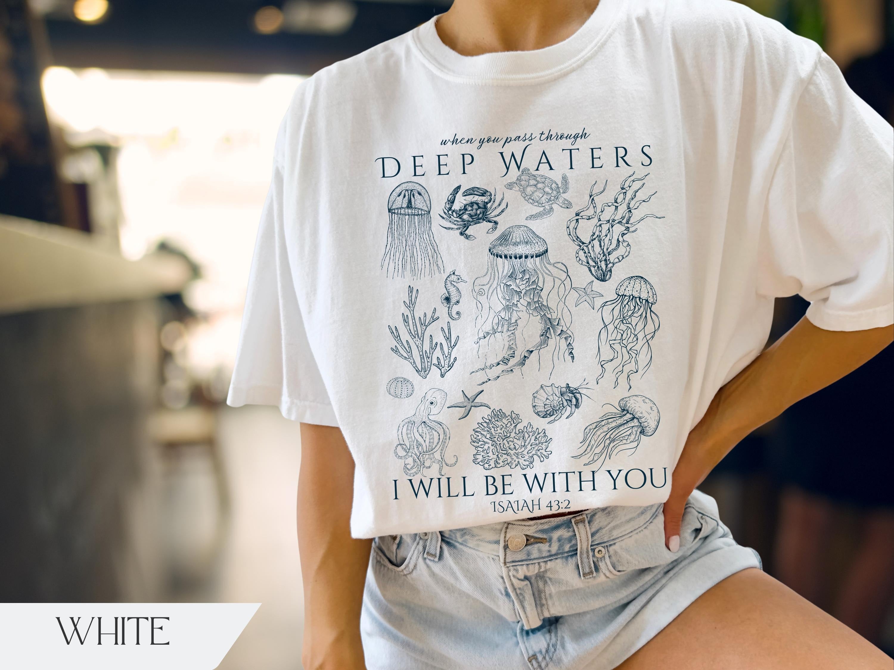 Christian Ocean Animal Comfort Colors® Shirt, Coastal Sea Life Tshirt, Trendy Beachy Oversized Scripture Tee, Jesus Bible Verse Shirt, Faith Apparel Gift