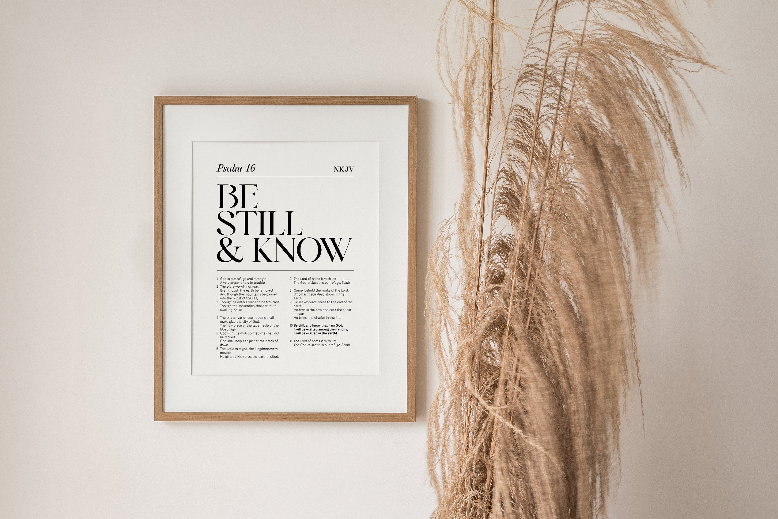 Psalm 46 Be still and know Poster, Bible Chapter Poster, Bible Art Poster, Modern minimalist Christian Poster
