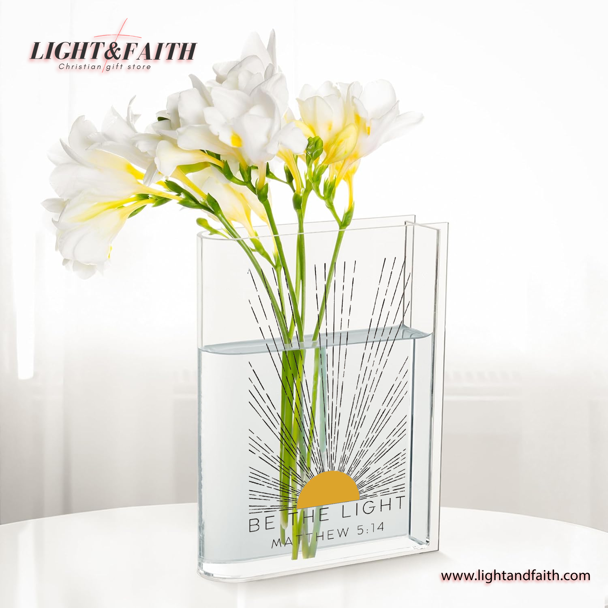 Be The Light Matthew 5:14 Book Vase, Christian Book Vase, Vintage Floral Book Vase, Faith Book Vase, Bible Verse Book Shaped Flower Vase, Unique Scripture Gift for Her