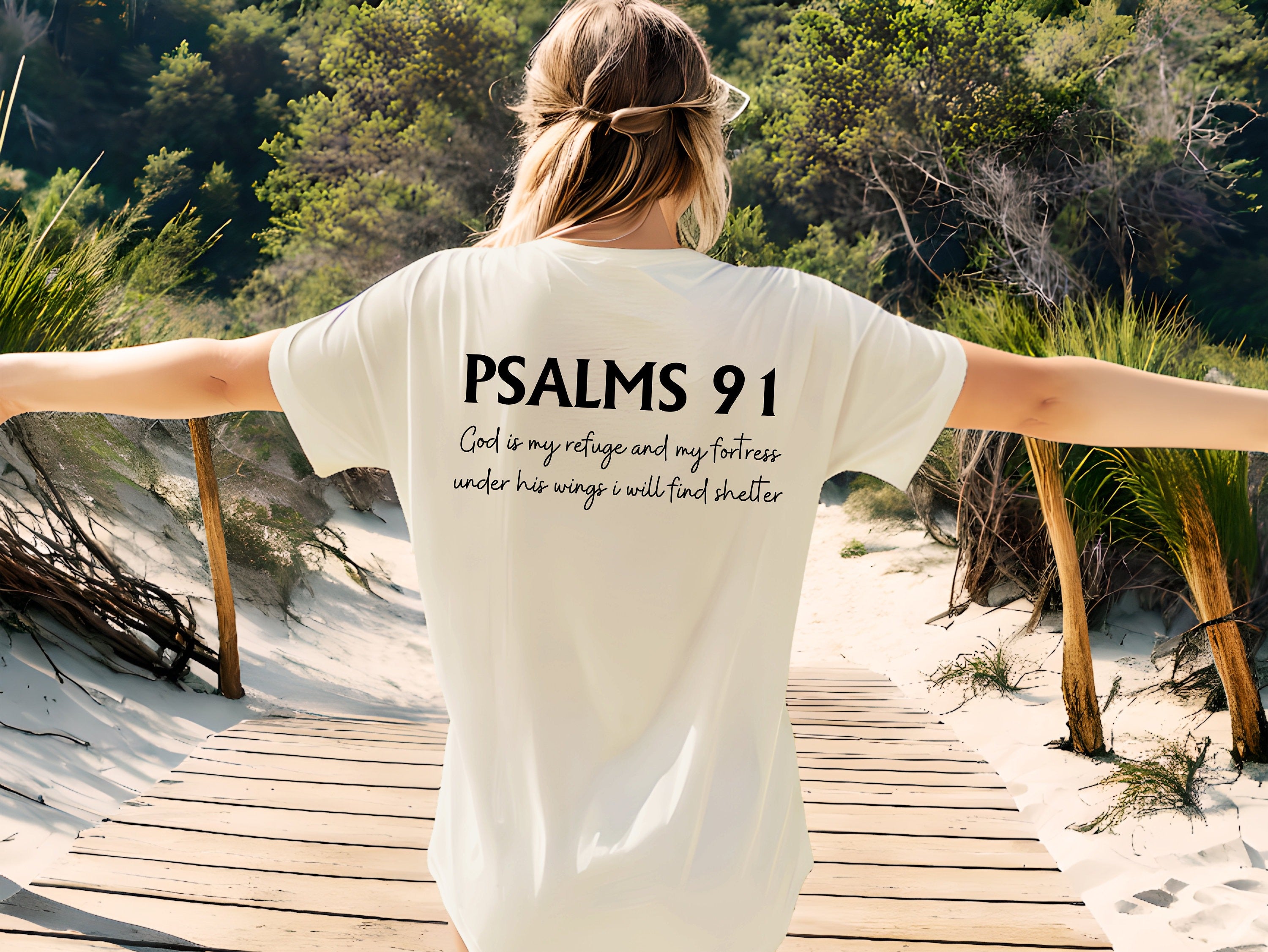 Psalm 91 Comfort Colors® T Shirt, Bible Verse T-Shirt, Christian Shirt, Women's Religious Shirt, Faith Based Shirt, Gift for Christian, Jesus Shirt