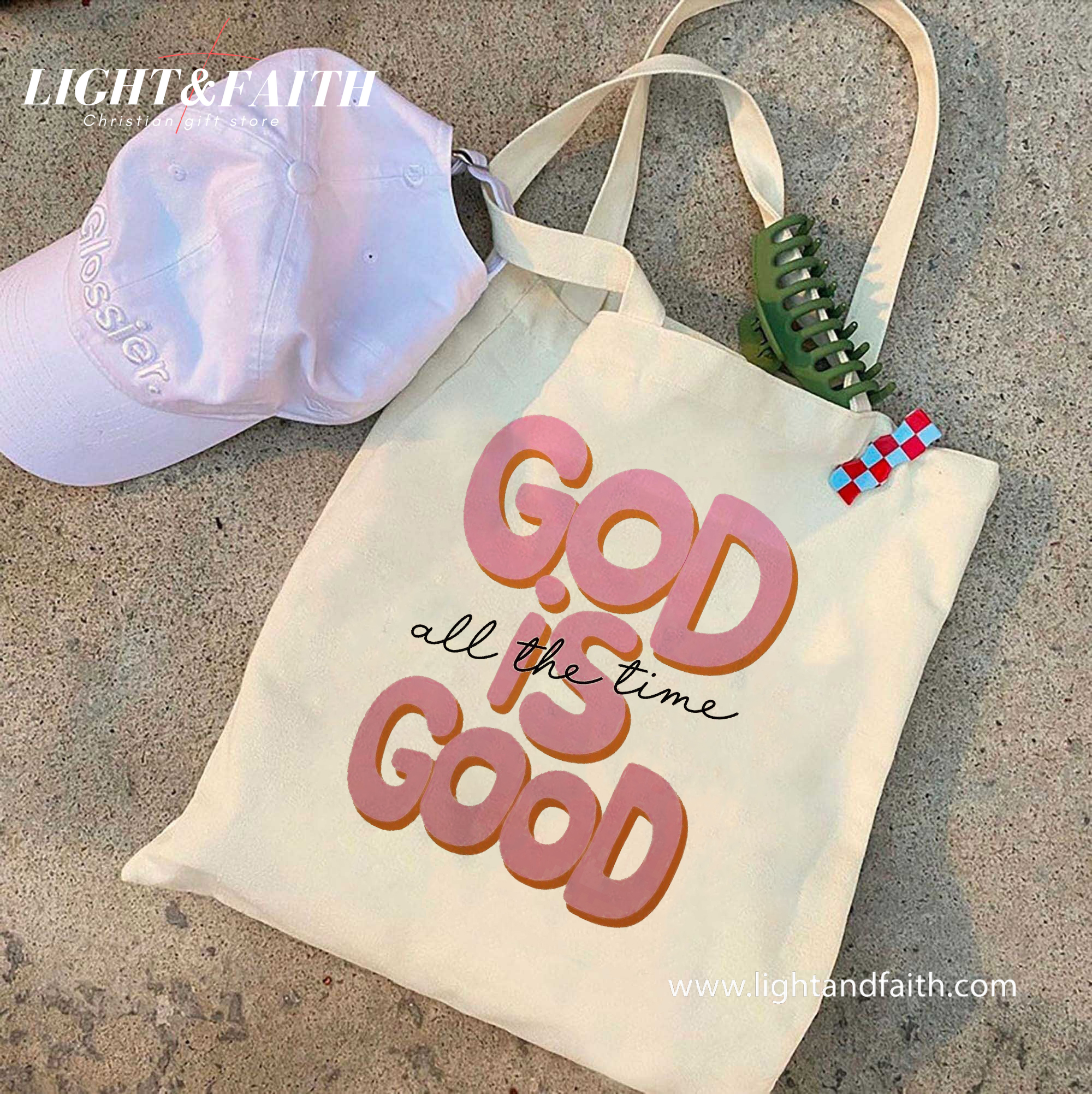 God Is Good All the Time Tote Bag, Retro Christian Canvas Bag, Faith-Based Positive Quote Bag, Cute Bible Tote Gift for Women Church Bag TBLAF48