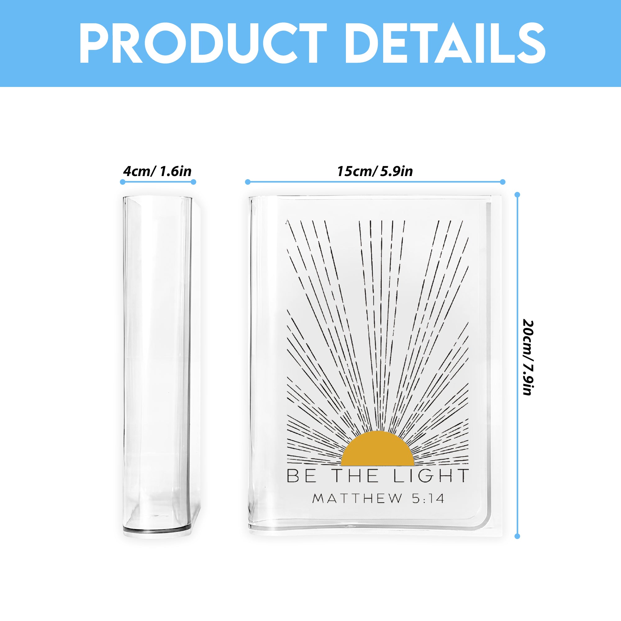 Be The Light Matthew 5:14 Book Vase, Christian Book Vase, Vintage Floral Book Vase, Faith Book Vase, Bible Verse Book Shaped Flower Vase, Unique Scripture Gift for Her