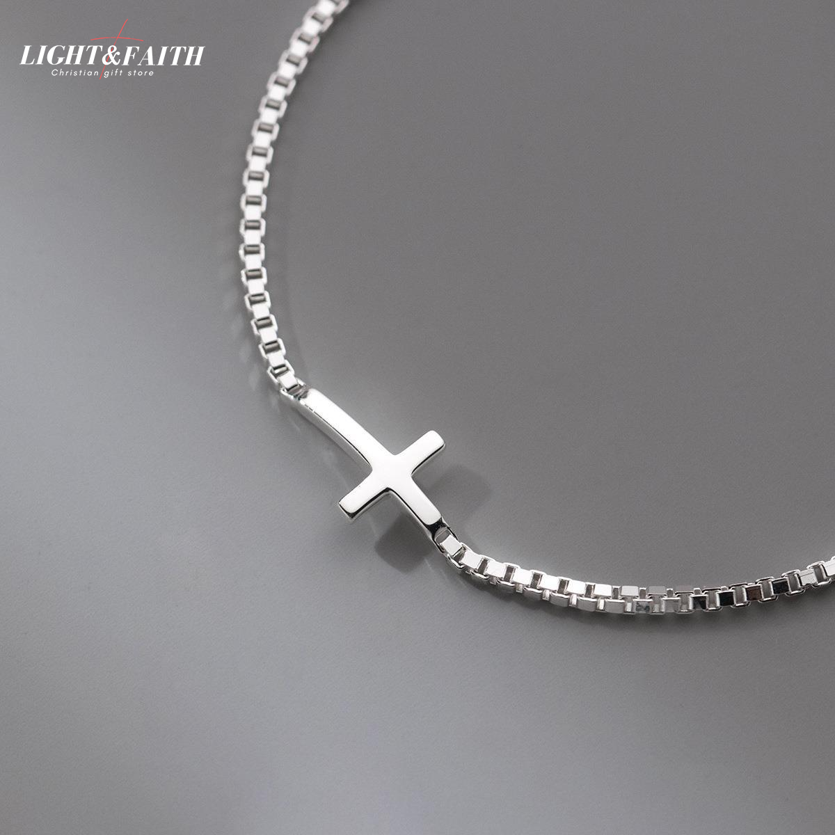 Sterling Silver Cross Bracelet for Women, Christian Jewelry Gift, Religious Bracelet