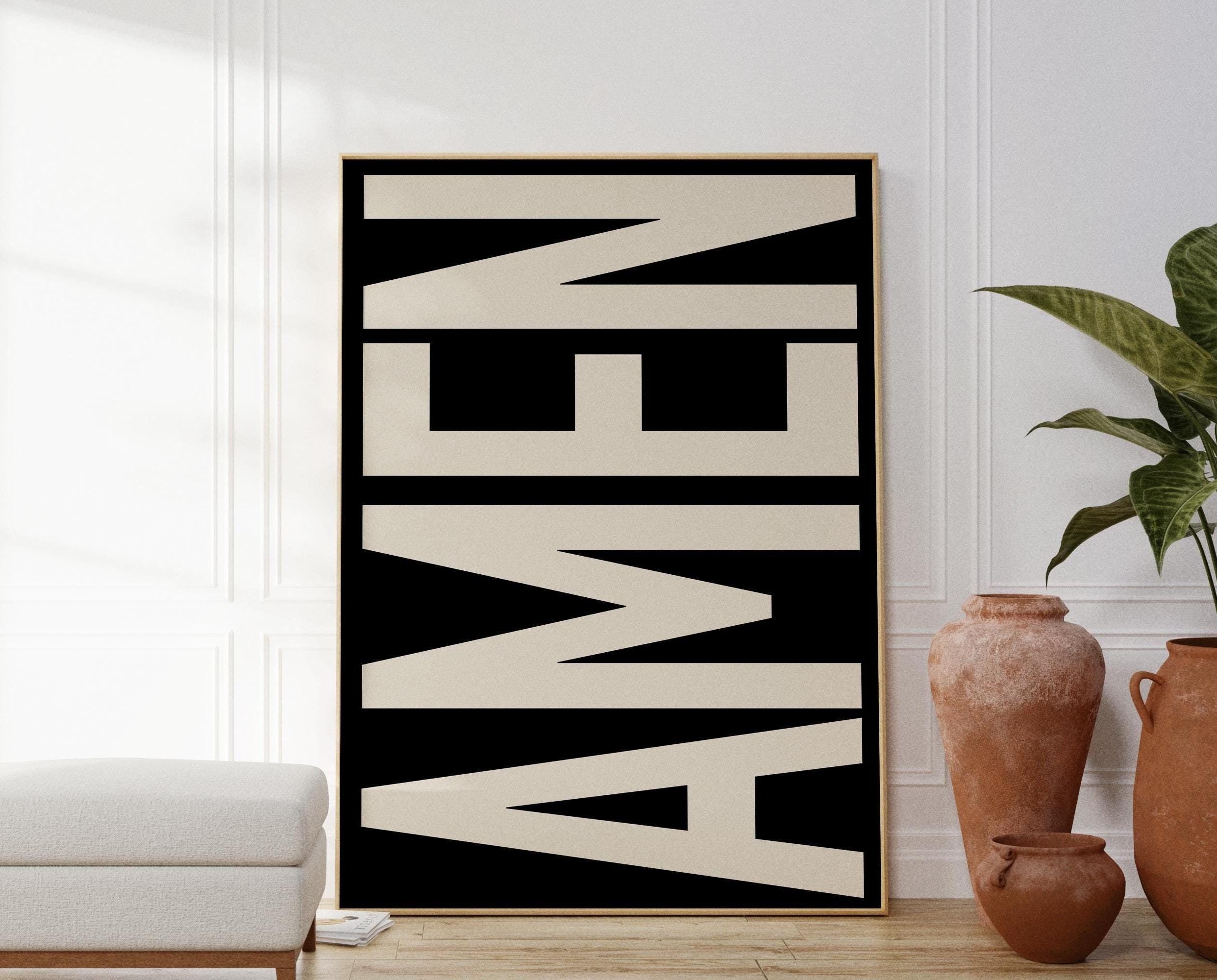 Amen Print Typography Poster, Trendy Christian Poster,  Retro Poster, Christian Gifts